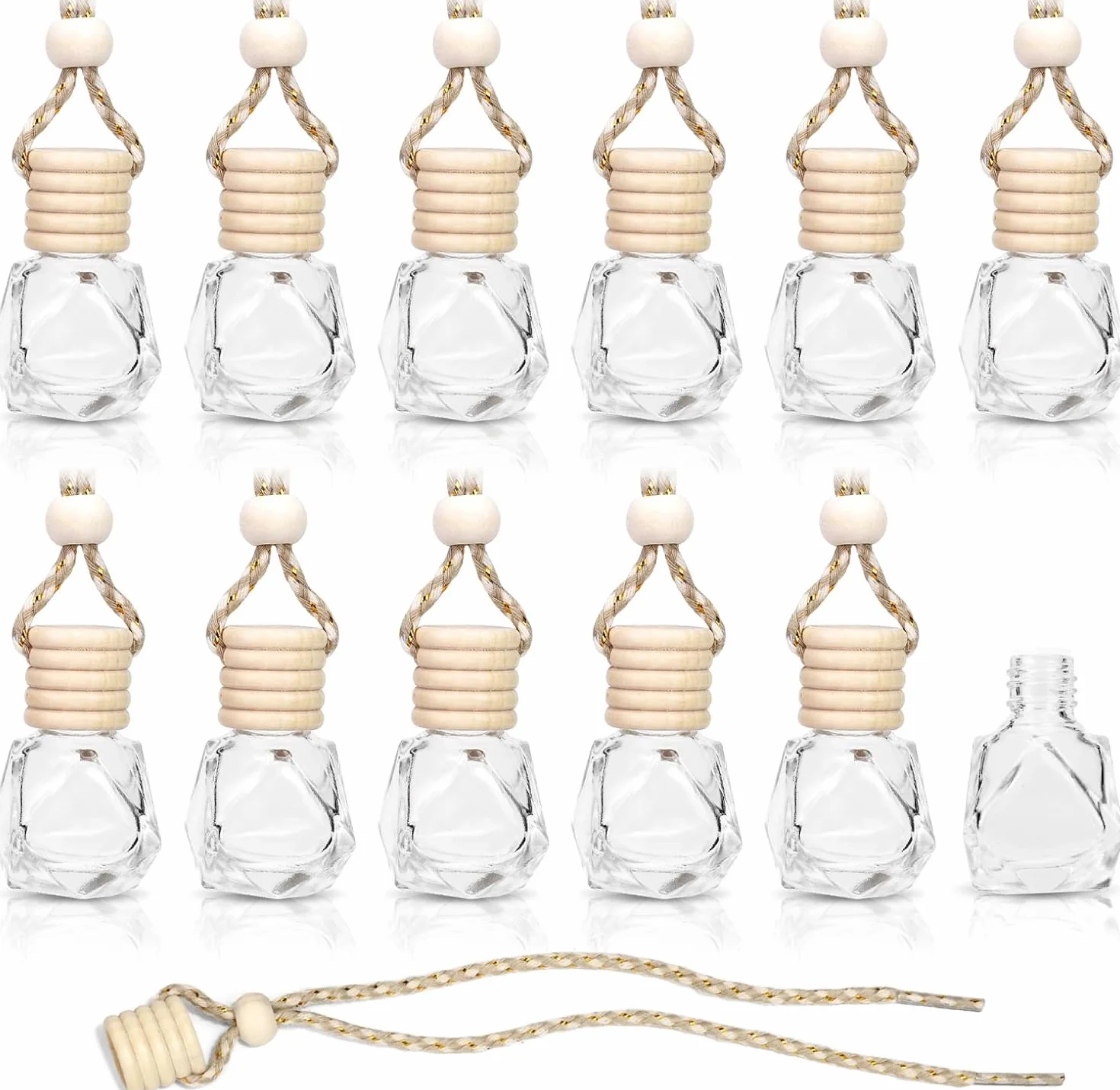Puste butelki do perfum samochodowych 8 ml – zawieszki do olejków eterycznych, odświeżacze powietrza DIY