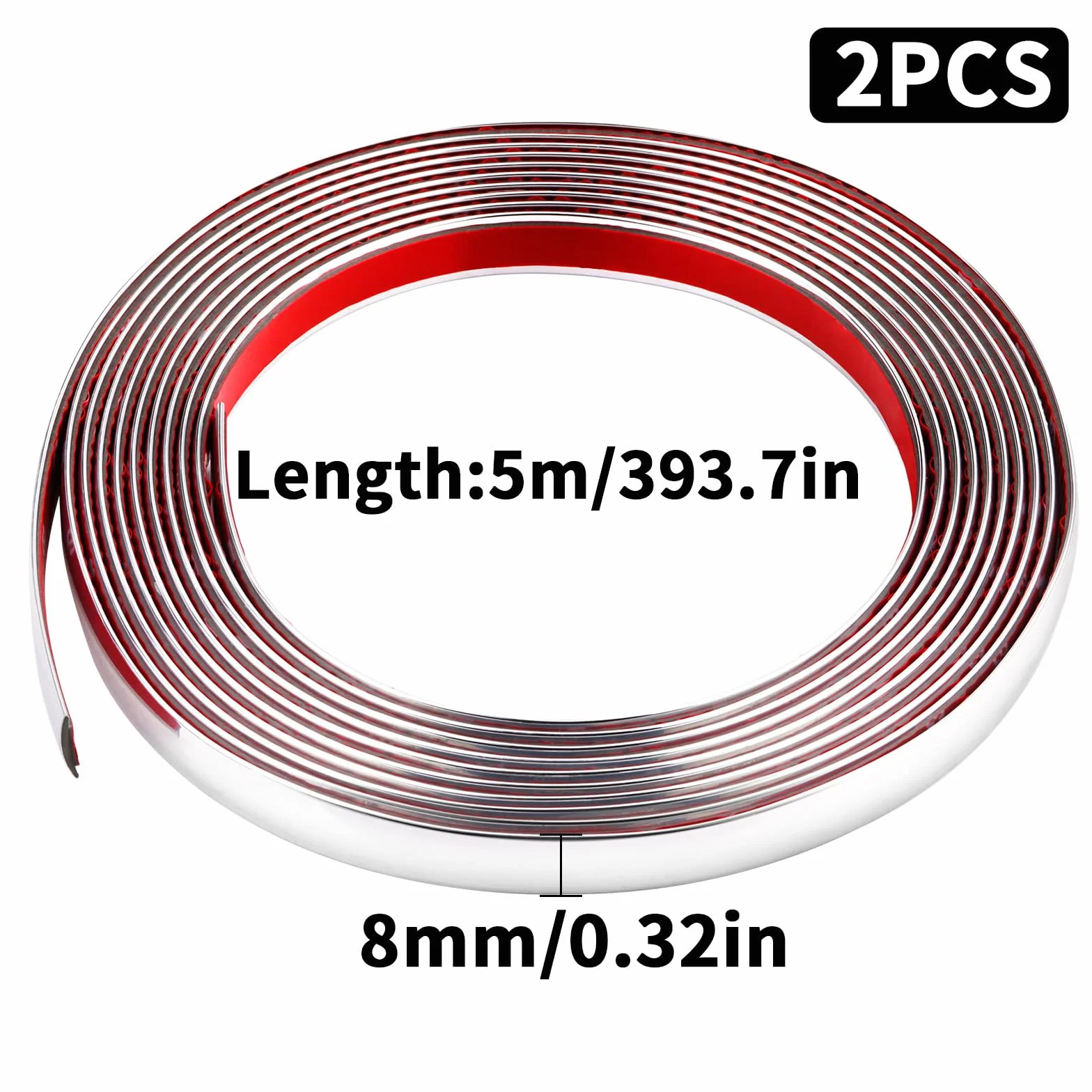 Samoprzylepne listwy ozdobne chromowane 8 mm x 5 m do samochodu karoserii okien dekoracja