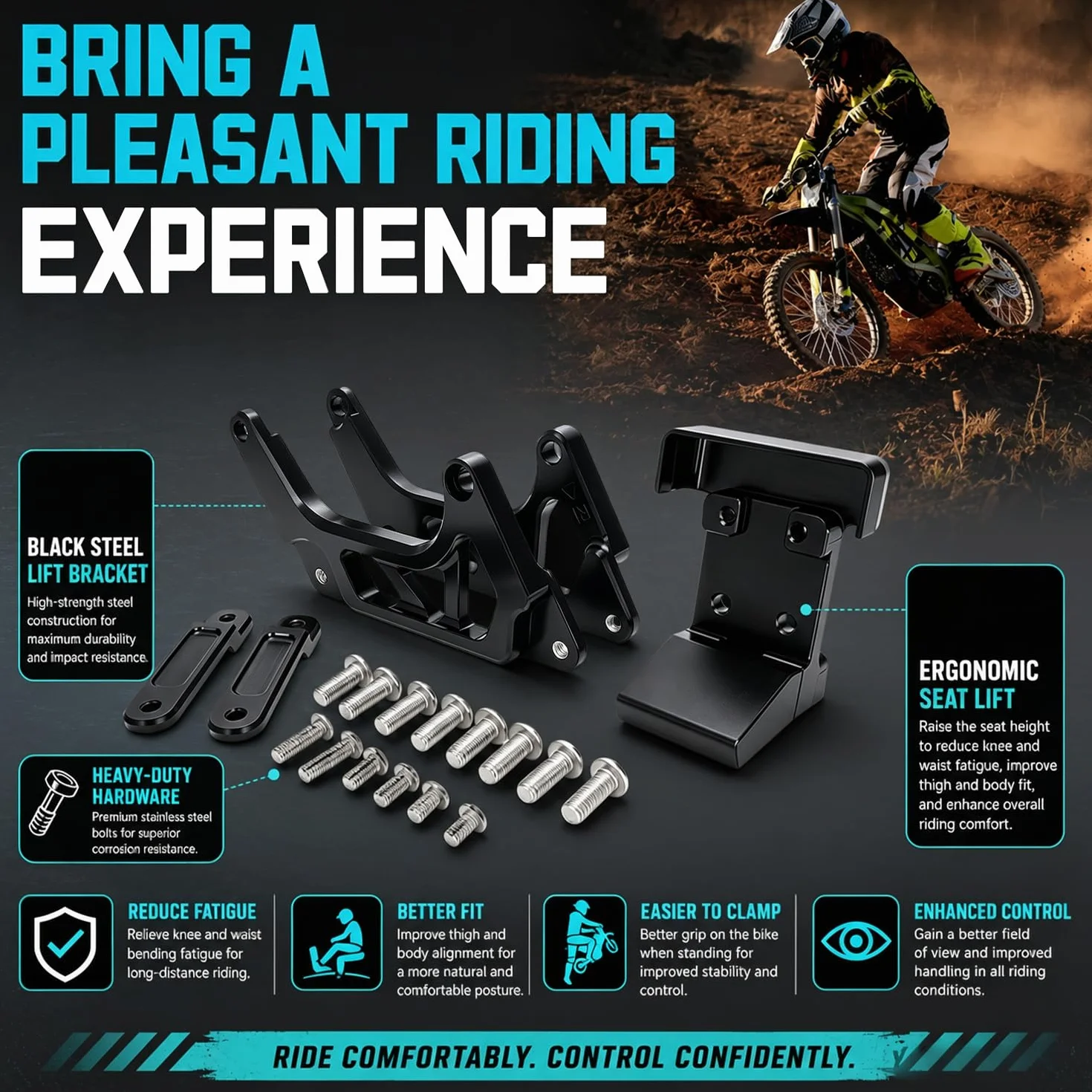 Przedłużacze foteli motocyklowych, ramka pomocnicza, zestaw do podnoszenia fotela dla Sur Ron Light Bee X S/X/L1 X160 X260 - czarne