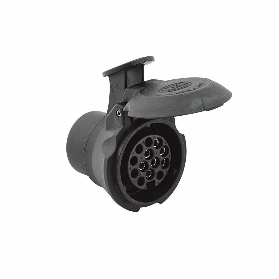 HELLA Adapter gniazdo wtykowe 12V 7 na 13-biegunowy 57mm czarny DIN ISO 1724 N-Typ 11446 N-Typ