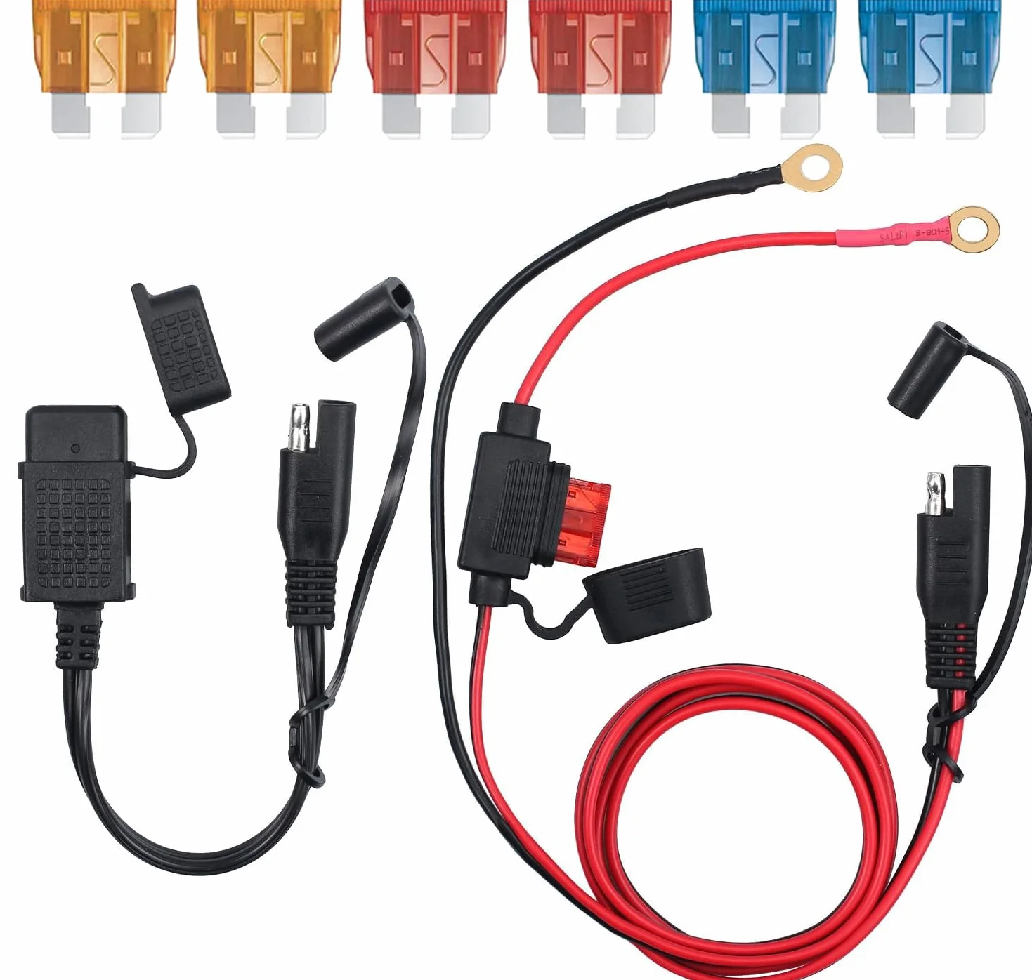 GTIWUNG Ładowarka USB Wtyczka Motocyklowa, Gniazdo SAE do USB Wodoodporne, 12 V 2.1A, Kabel Przyłączeniowy, 16AWG Złącza 3,6FT z Końcówką Pierścieniową, Szybkie Podłączanie