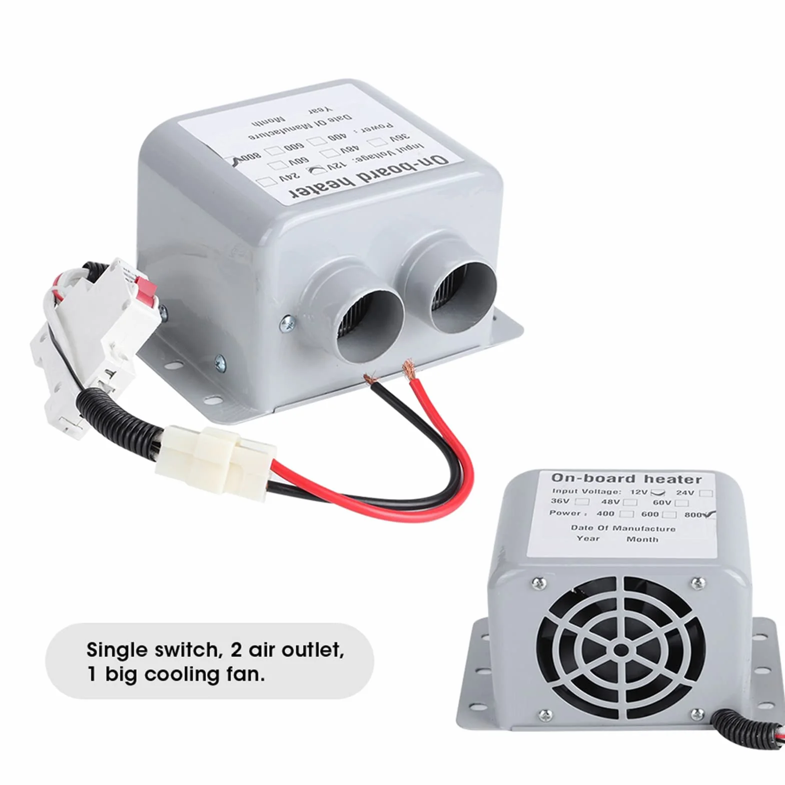 Grzałka 12V 800W Nagrzewnica Samochodowa KIMISS 2 Wylot Powietrza Odmrażacz Szyby