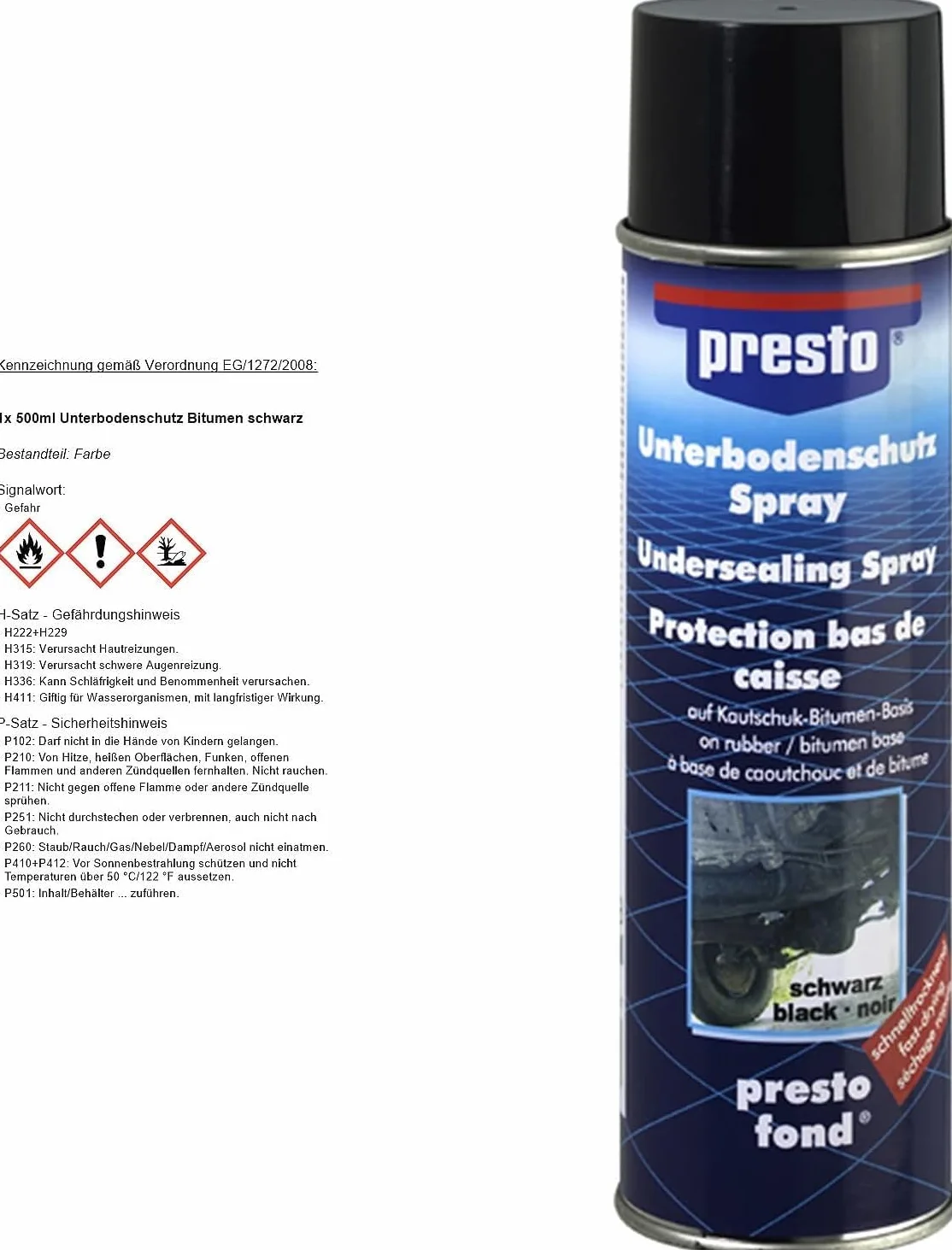 Presto 306017 UBS spray, czarny bitum