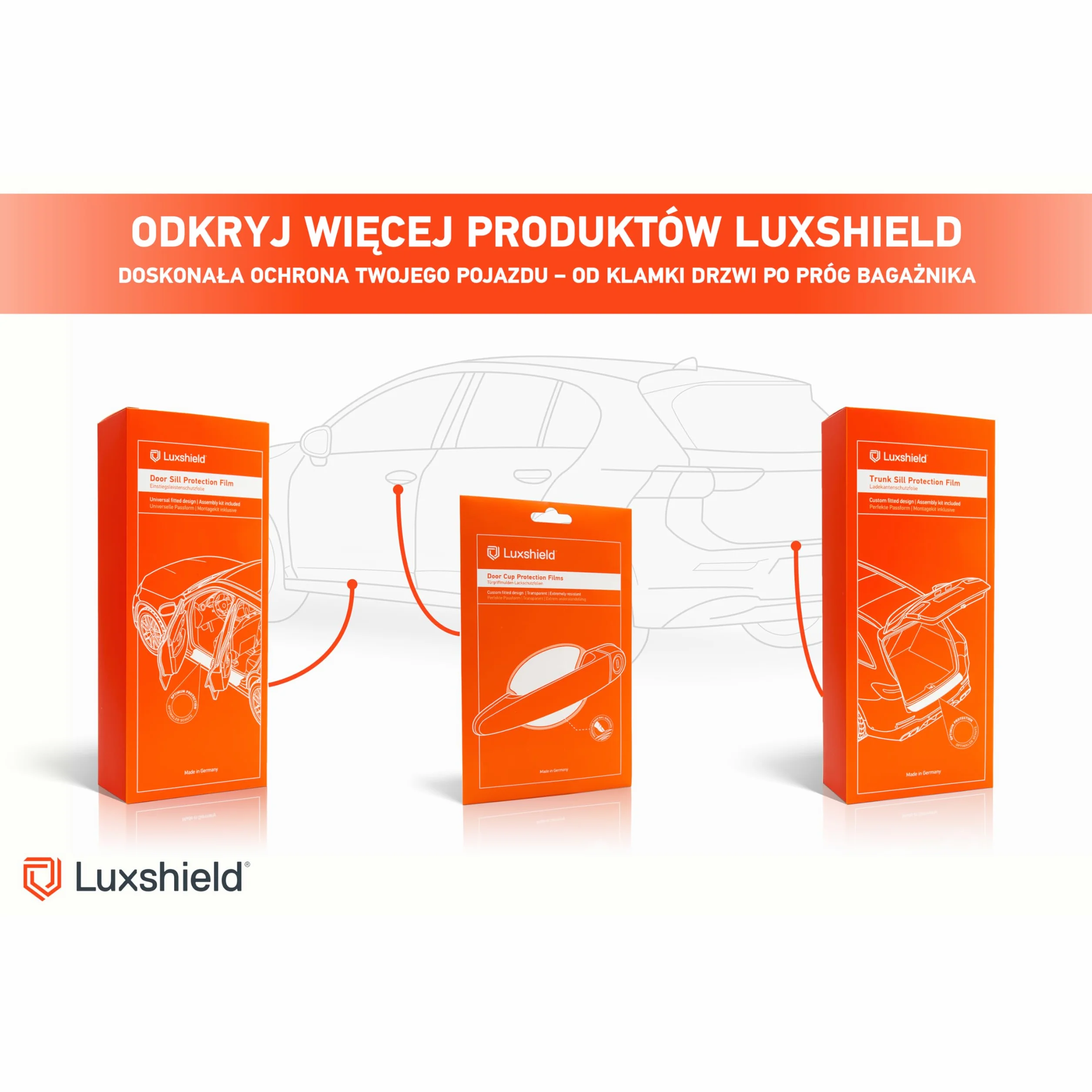 Luxshield folia ochronna na klamki kompatybilny z Fiat 500e 332 3+1 I 2020-2026 - ochrona przed zarysowaniami, folia ochronna na lakier – przezroczysta błyszcząca