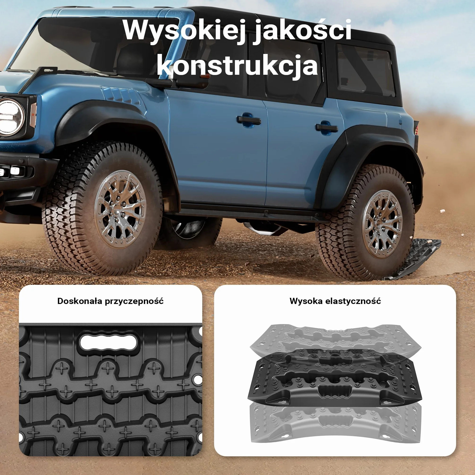 Wiltec Trapy piaskowe 581 x 295 x 65 mm 2 szt do 7 t nośności mata trakcyjna off road