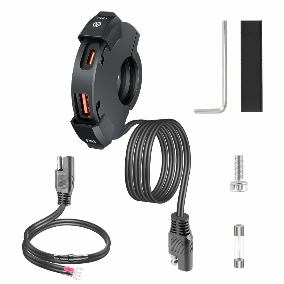 Wodoodporne motocyklowe gniazdo USB IP65 18W QC 30W PD ładowarka samochodowa 12V/24V