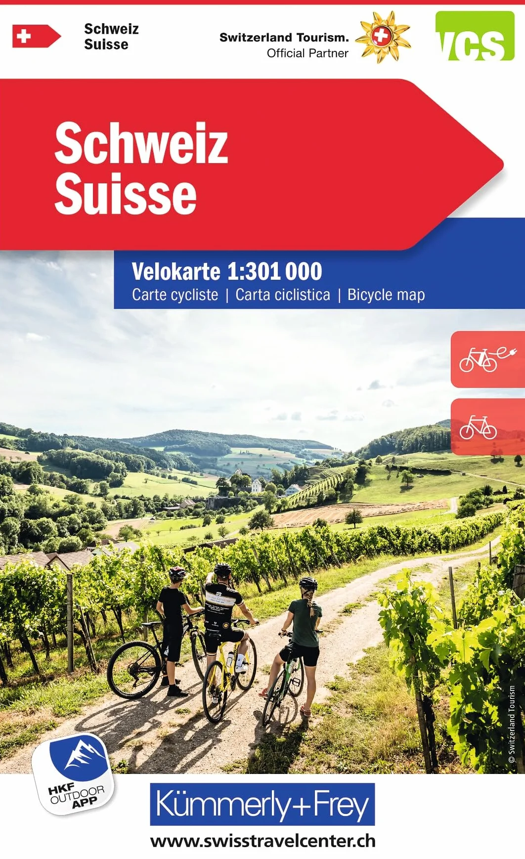 Kümmerly+Frey Velokarte Schweiz 1:301.000: Wetterfest, matt laminiert und mit free Download