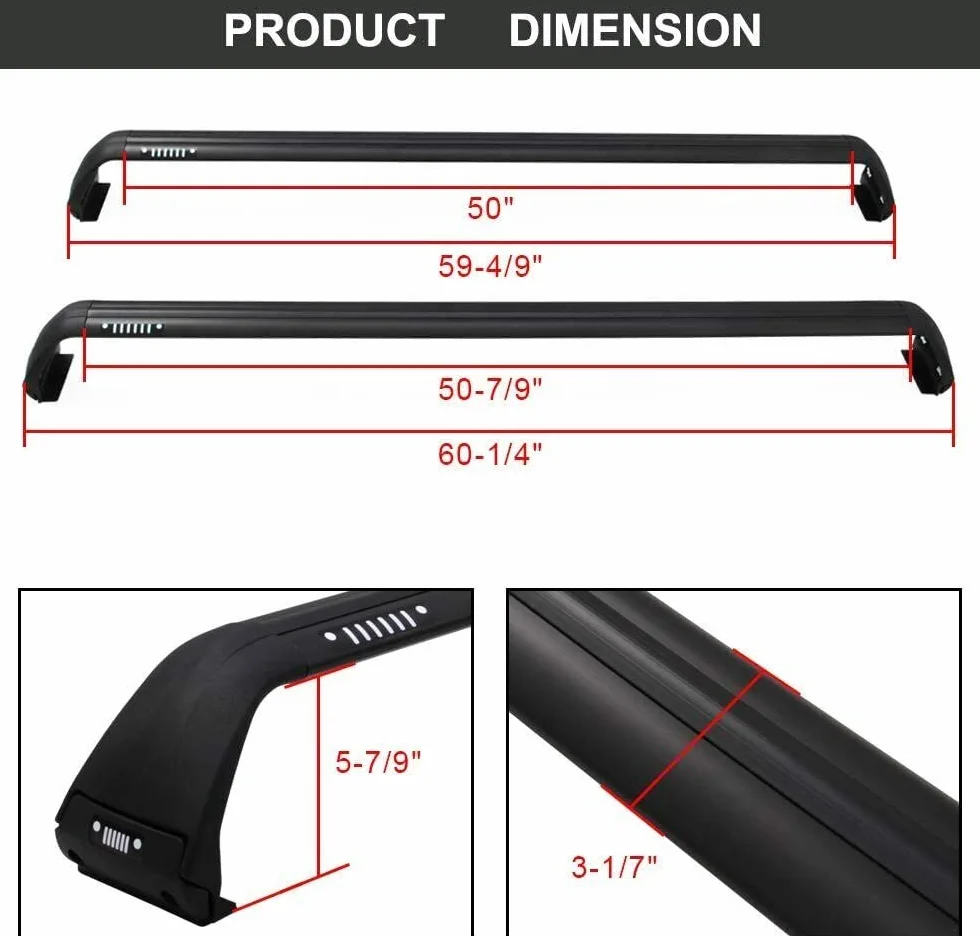 Relingi dachowe aluminiowe antykradzieżowe do Jeep Wrangler JL JK 2007-2022