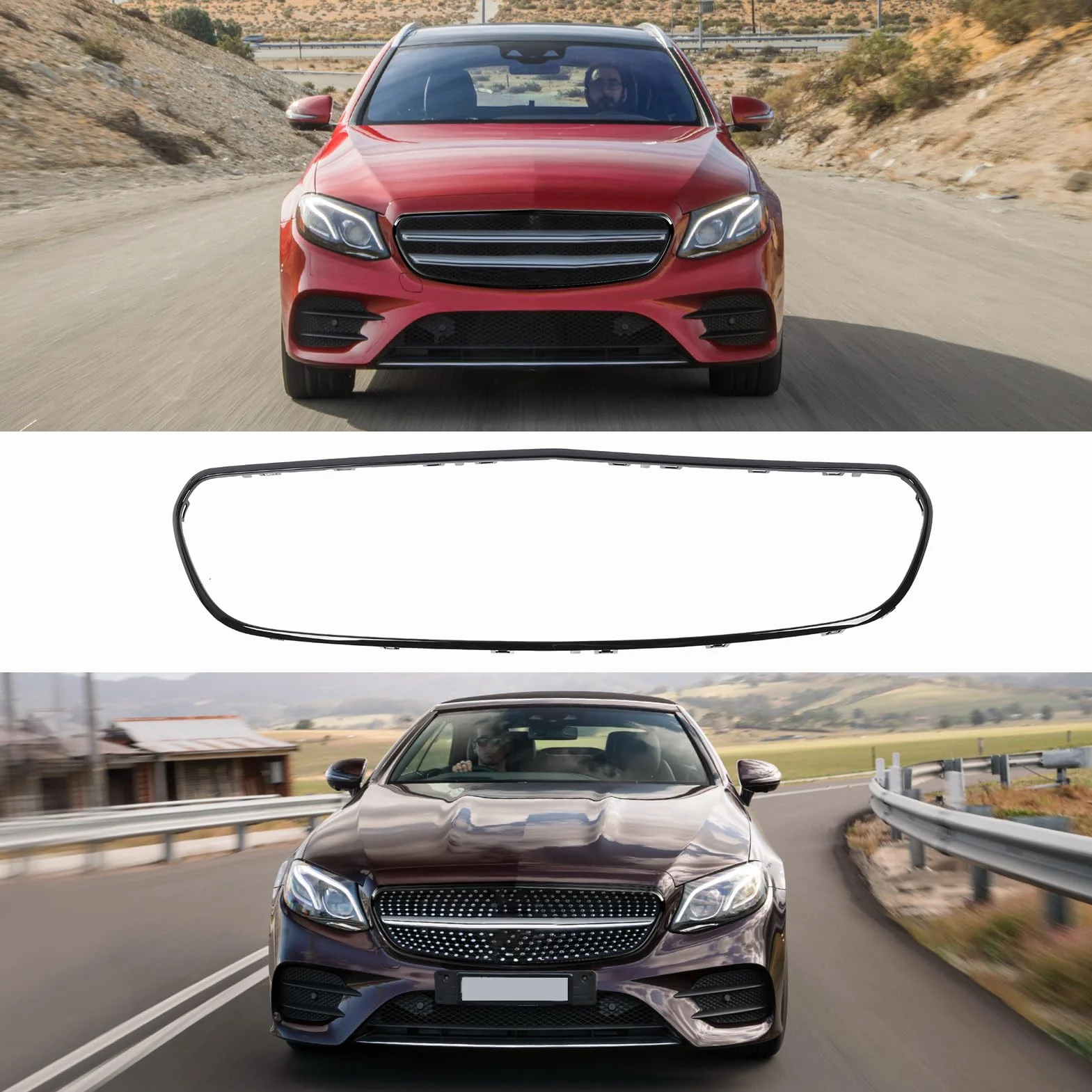 Osłona Osłony Grilla, Nakładka Zastępcza Wykończenia 2138850200 dla Klasy E W213 C238 AMG Line Pre-Facelift. Bezpośrednie Referencje OE, łatwa Instalacja, Stylowa (czarny