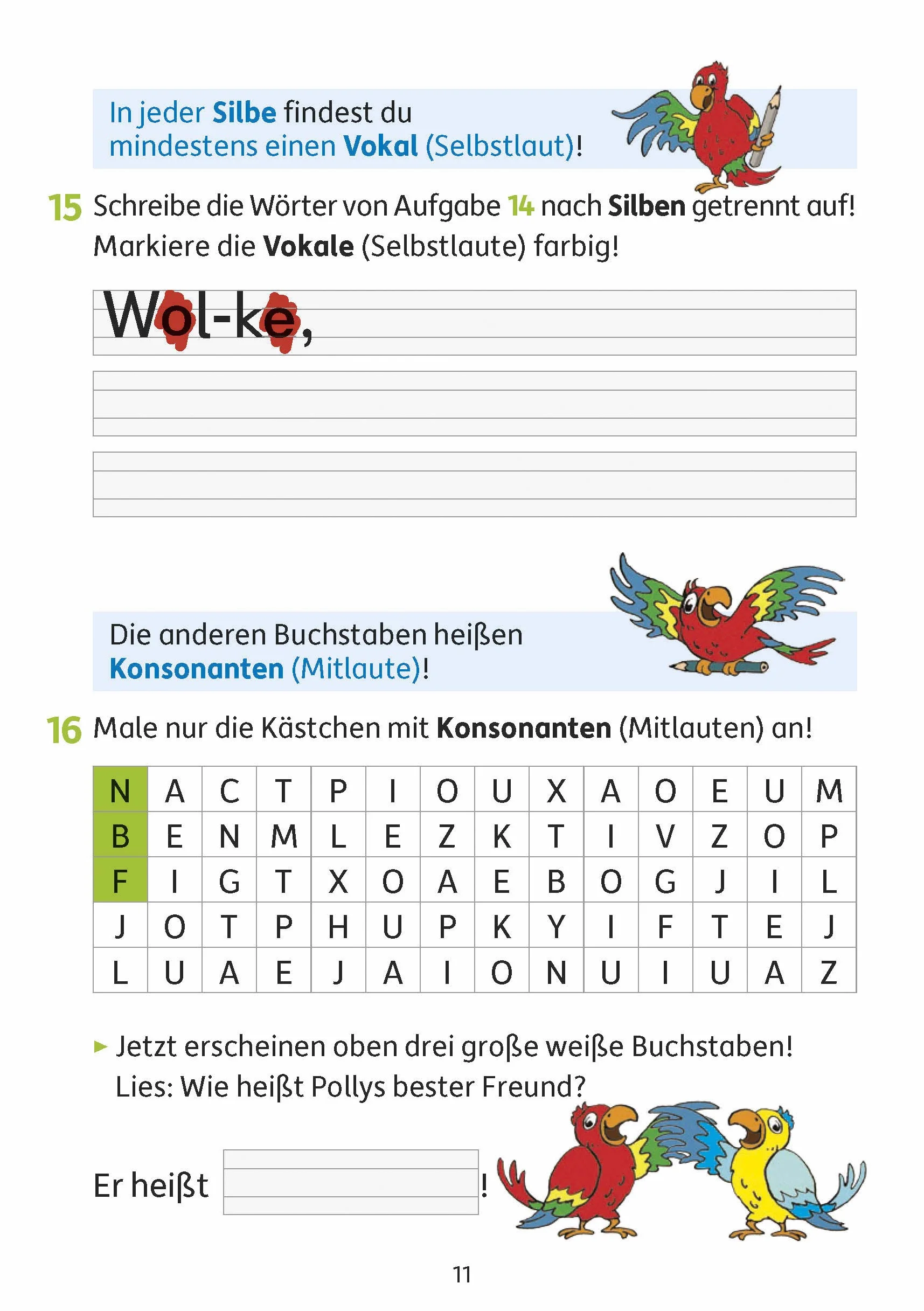 Grammatik 1./2. klasse: Buchstaben, Laute, Das Abc, Satzarten. Wie im Unterricht: Erklärungen mit Übungen und Lösungen: 212