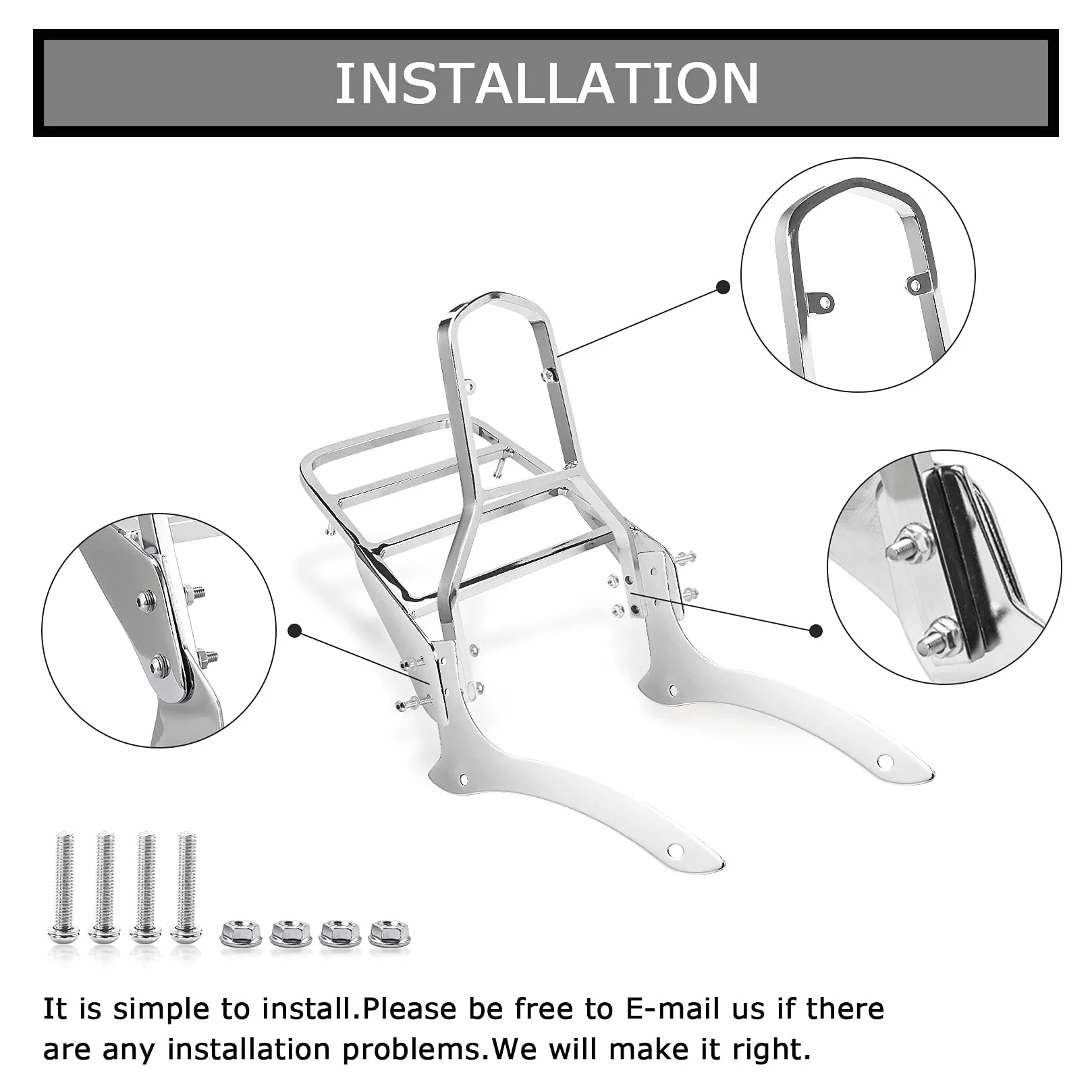 Oparcie Sissy Bar PSLER Bagażnik Poduszka dla Yamaha V-Star Drag Star XVS1100 250