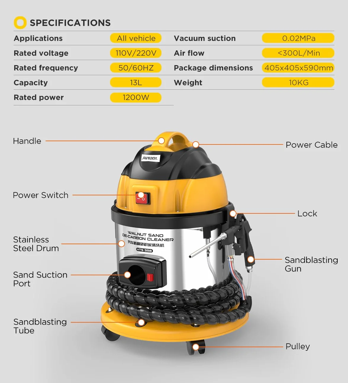 AUTOOL Blasting Machines, Nut Shell Blasting Machine Maszyna do czyszczenia zaworów wlotowych silnika samochodowego Maszyna do czyszczenia paliwa Orzech w proszku Piasek Środek do osadów węglowych