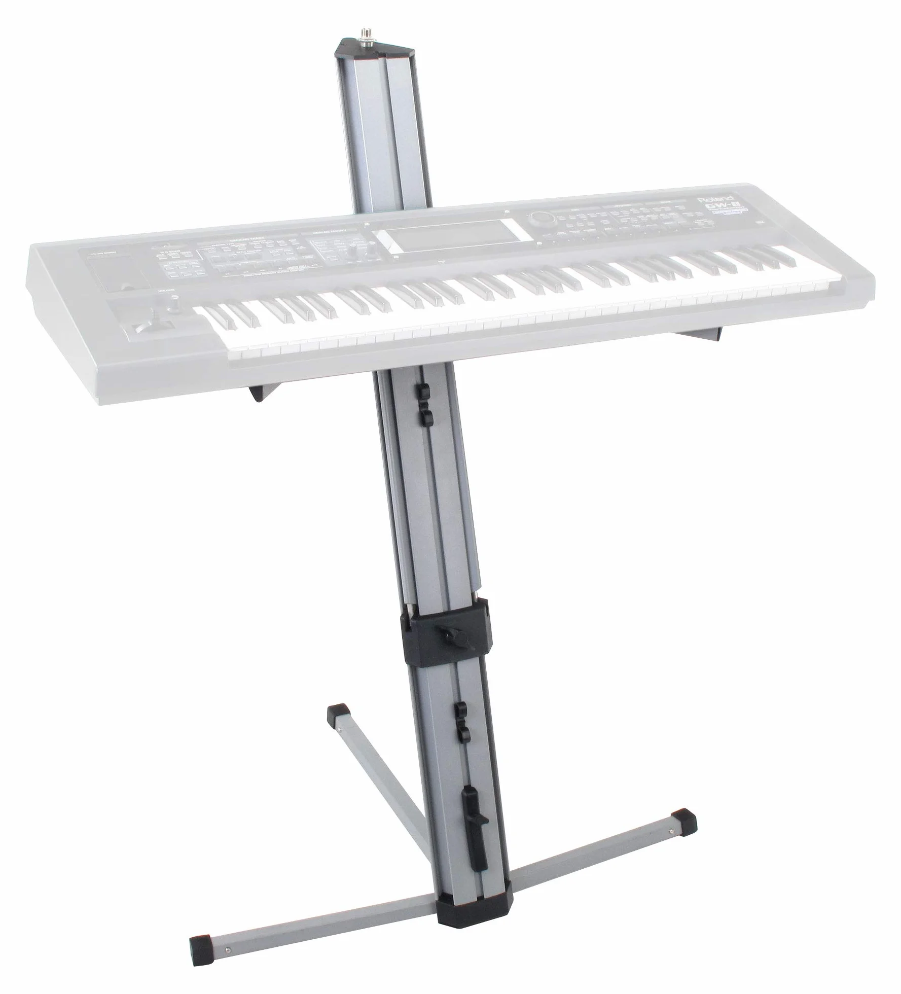 Classic Cantabile KS-100 podwójny stojak na keyboard – 2-stopniowa regulacja wysokości – statyw do keyboardu o udźwigu 25 kg na półkę – przyłącze do ramienia mikrofonu – srebrny