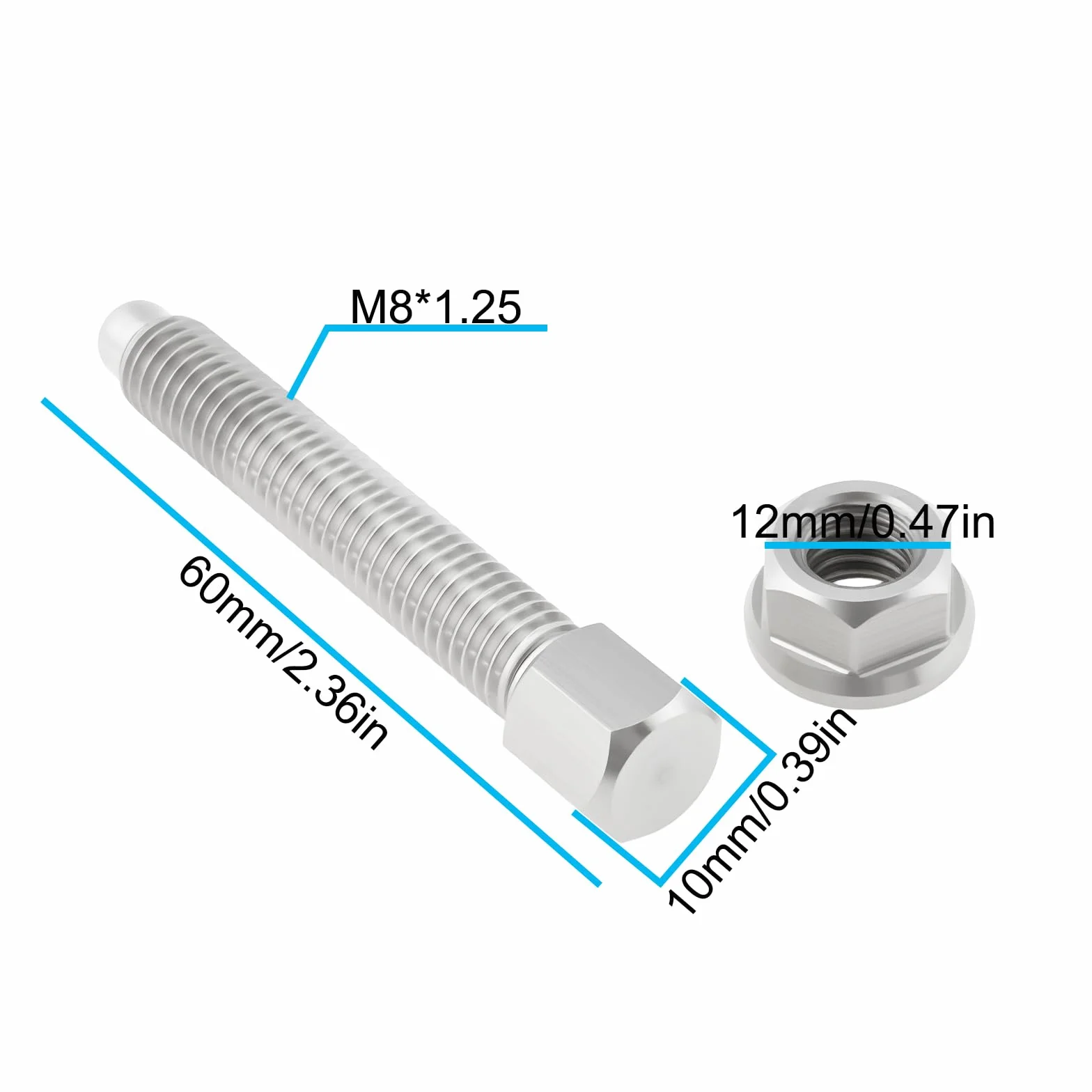 ECSiNG Śruby i nakrętki regulatora łańcucha ze stali nierdzewnej M8x1,25 kompatybilne z HONDA 85 125 150 250 450 R 2004-2020