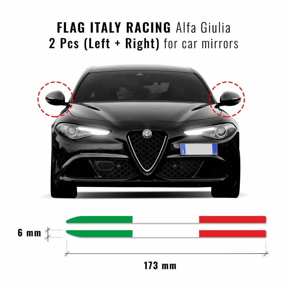 Paski samoprzylepne Alfa Giulia Tricolor Włochy do lustra