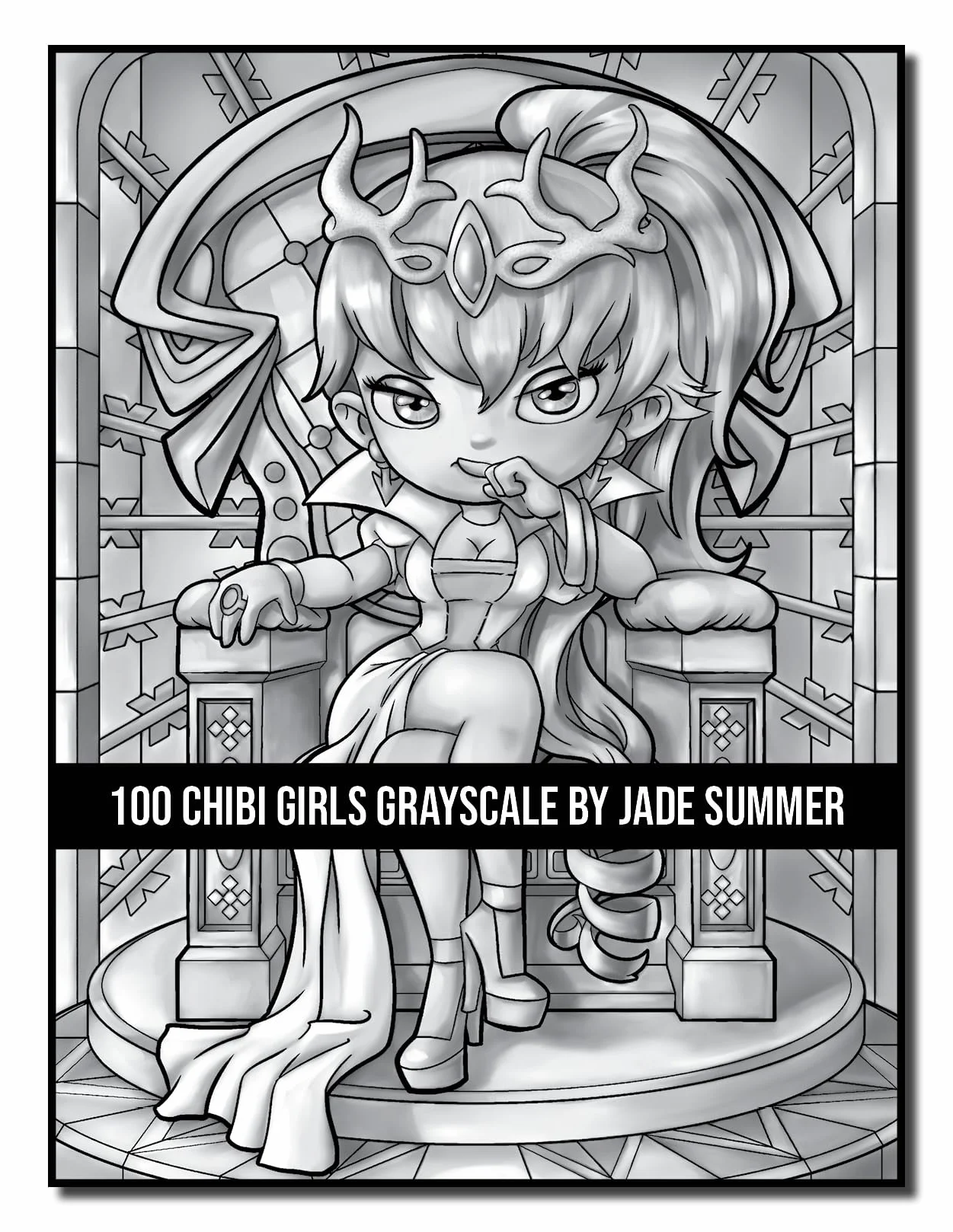100 Chibi Girls Grayscale: An Adult Coloring Book Collection with Cute Girls, Fantasy, Horror, Christmas, and More!