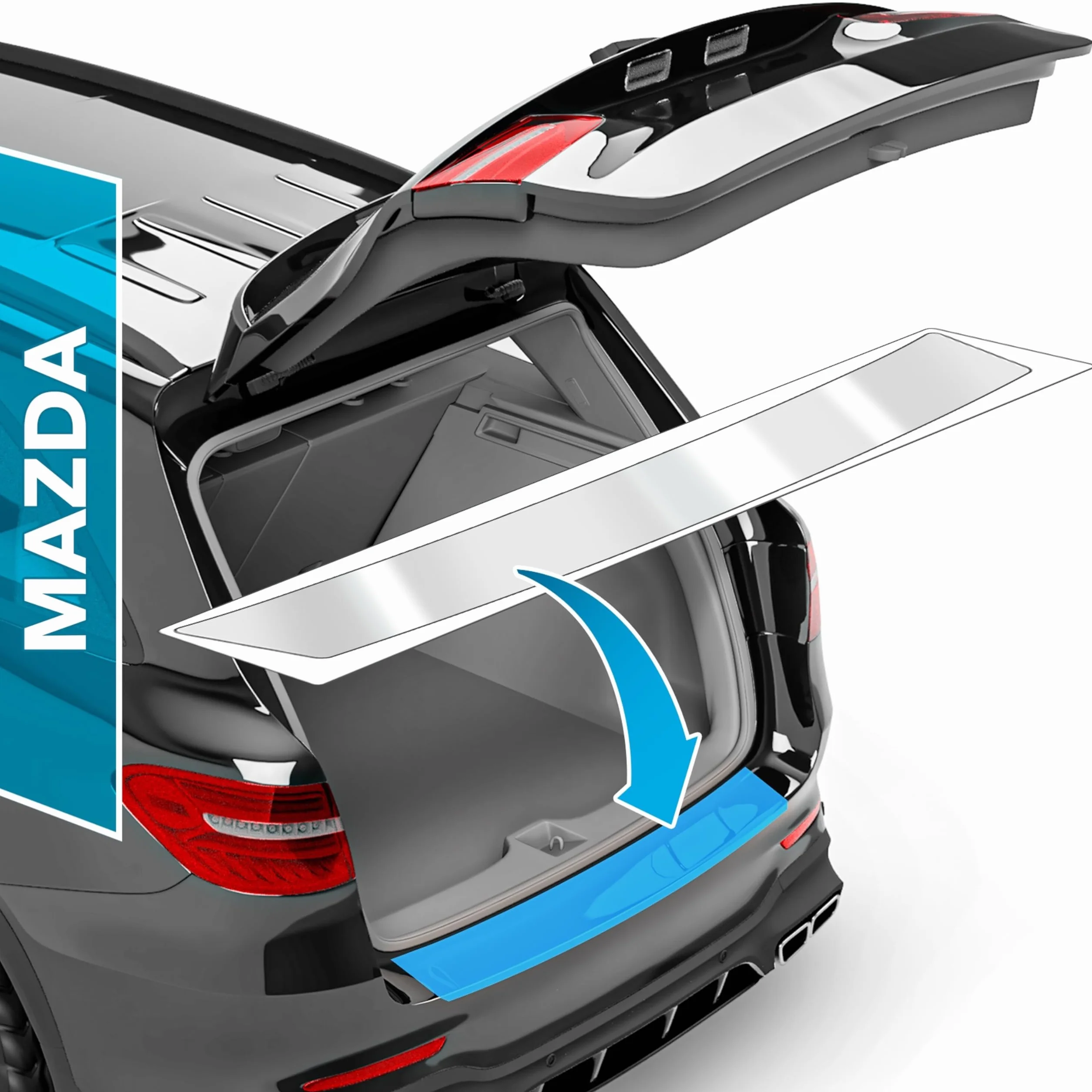 uProtect folia ochronna na krawędź załadunkową kompatybilny z Mazda 3 Hatchback 4 (IV) BP I 2019-2026 - ochrona przed zarysowaniami, folia ochronna na lakier - przezroczysty błyszczący