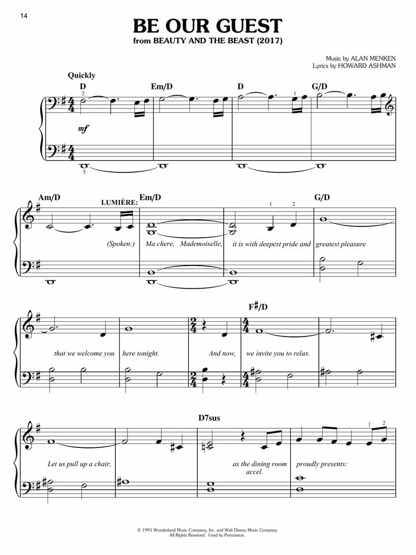 The 40 Most-Streamed Disney Songs: Easy Disney Piano Sheet Music Songbook for Beginners: For Easy Piano