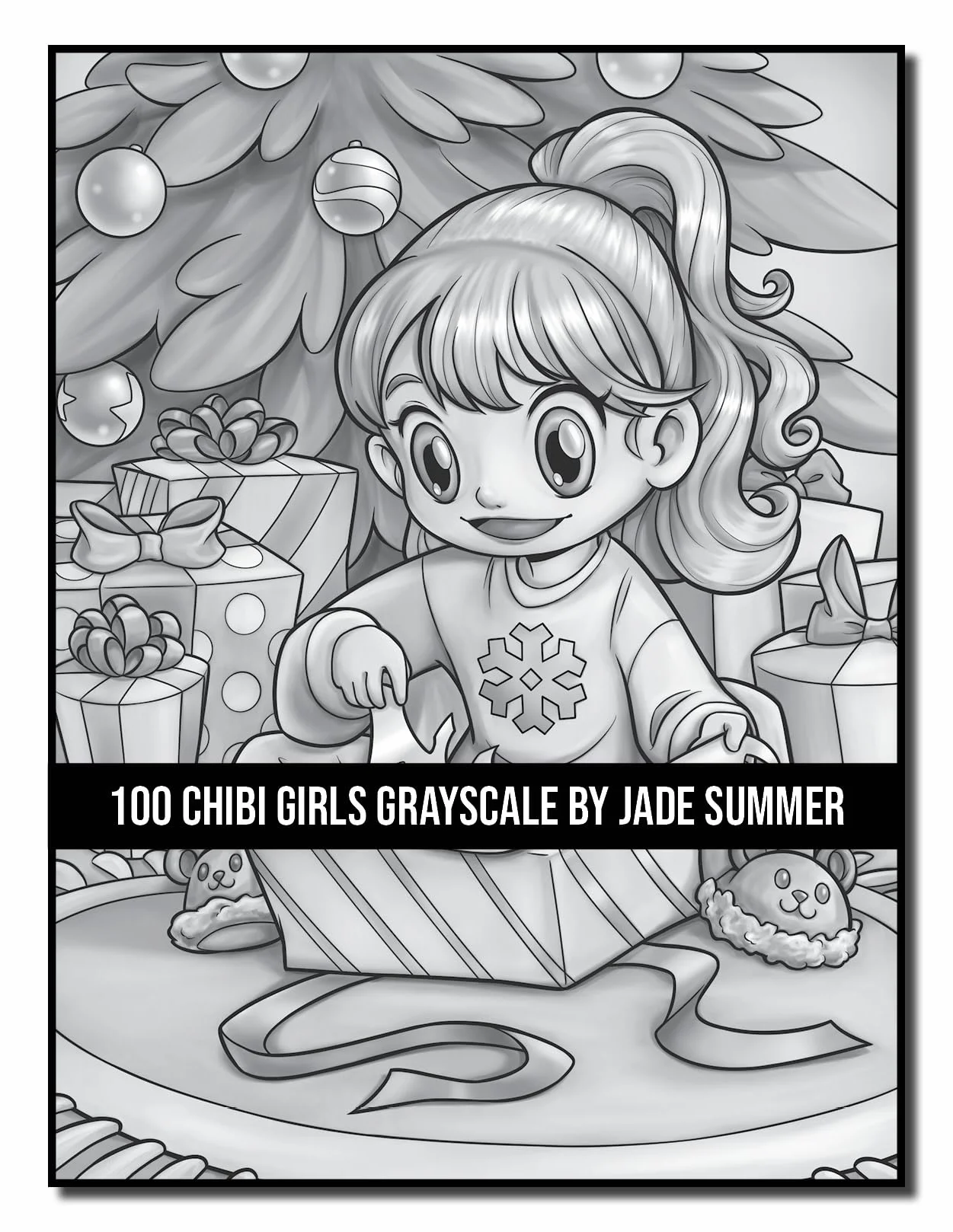 100 Chibi Girls Grayscale: An Adult Coloring Book Collection with Cute Girls, Fantasy, Horror, Christmas, and More!