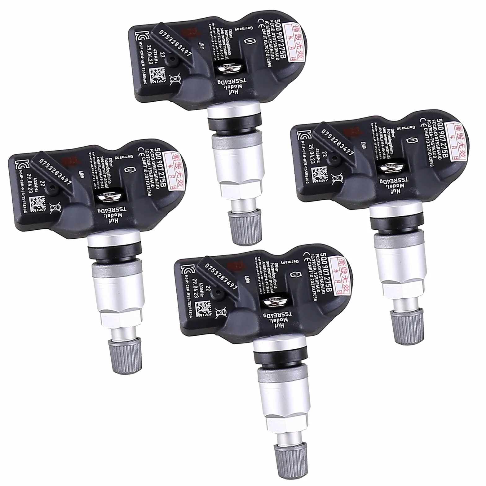 BYNYXI 4 szt. czujniki ciśnienia w oponach 5Q0907275B RDKS czujnik do Porsche Skoda Seat A3 A4 A5 A6 A7 Q1 Q2 Q3 Q4 Q5 Q7 TPMS czujnik ciśnienia w oponach czujnik ciśnienia powietrza 5Q0998270B