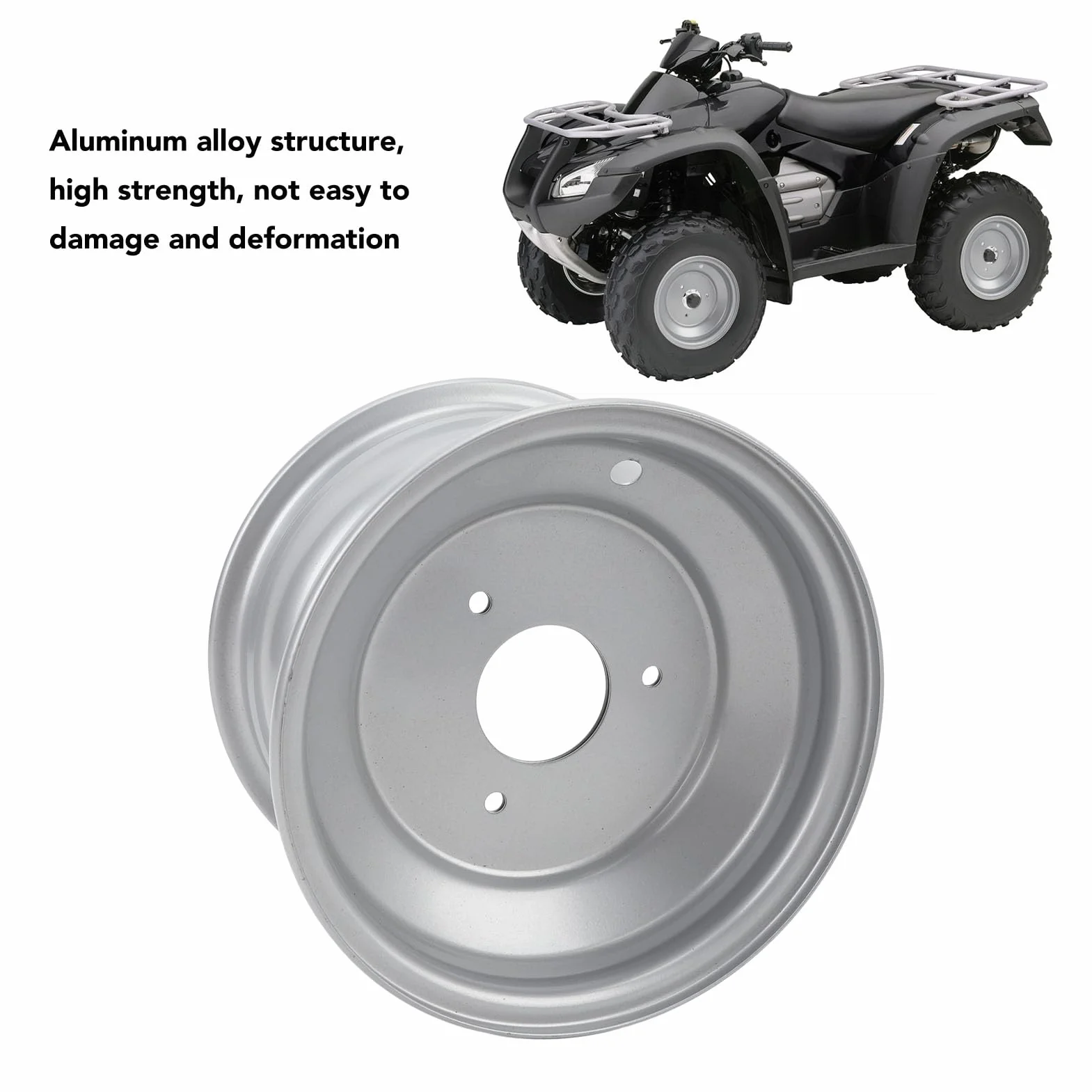 8-calowa Piasta Koła Stop Aluminium 3 Otwory Mocna Konstrukcja Obręcz Koła do Wózka ATV Kart Elegancki Wygląd Ulepsz Swój Pojazd (Szerokość z tyłu 170 mm / 6,7 cala)