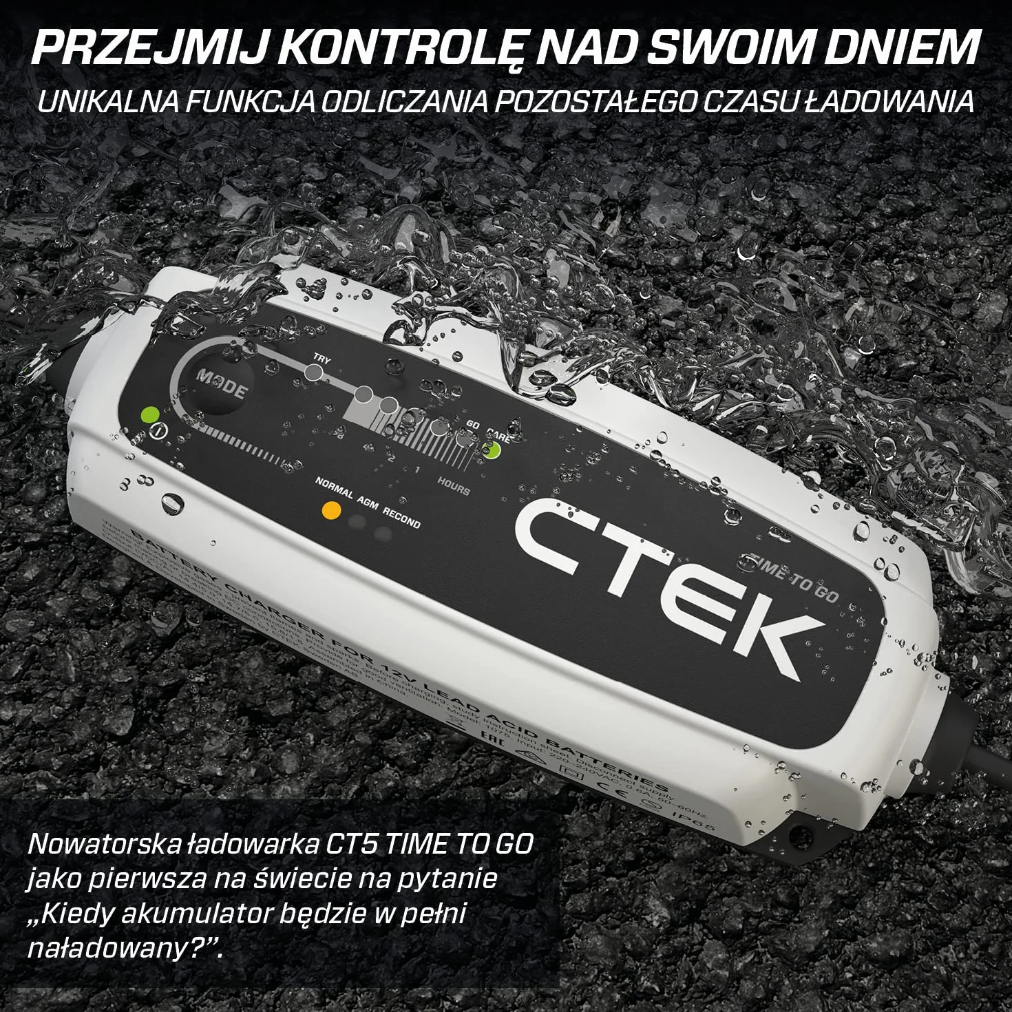 CTEK CT5 Time To Go, Ładowarka Akumulatorów 12V, Ładowarka, Konserwator Akumulatorów, Timer Odliczający Czas, Wskaźnik Startu, Wbudowana Kompensacja Temperatury, Tryb Regeneracji I Dedykowany Tryb AGM