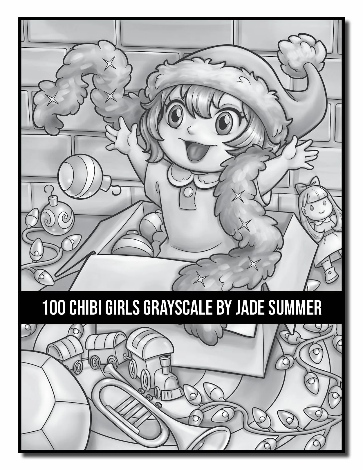 100 Chibi Girls Grayscale: An Adult Coloring Book Collection with Cute Girls, Fantasy, Horror, Christmas, and More!