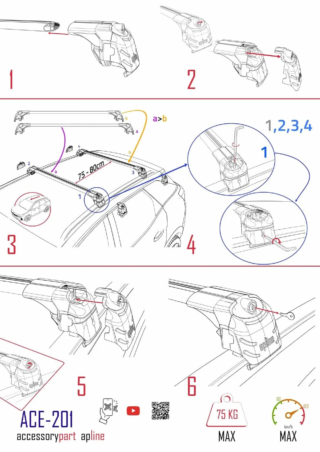 ACE-2 Aluminiowy bagażnik dachowy do Volkswagen Passat B8 (3G) Variant 2015-2023 2 poprzeczki czarne