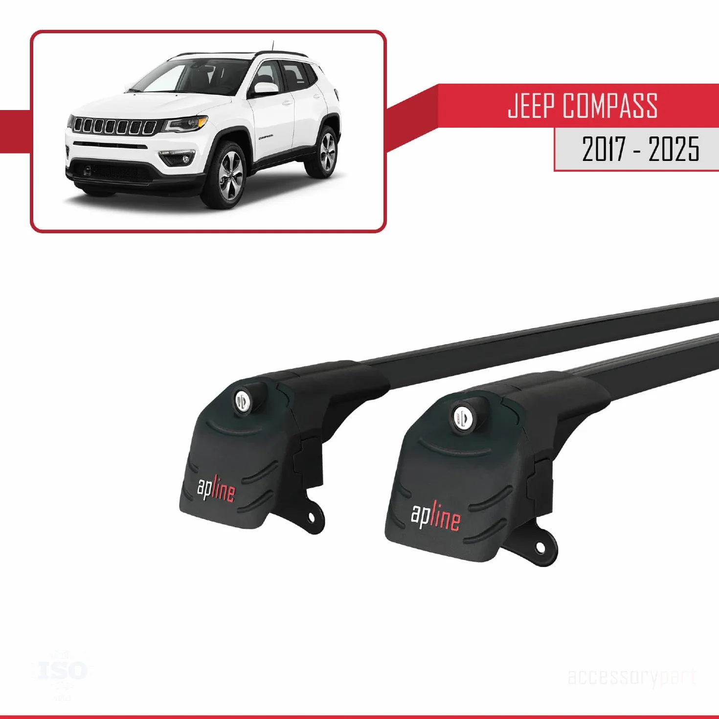 Aluminiowe poprzeczki dachowe do Jeep Compass MP552 2017-2025 2 szt.
