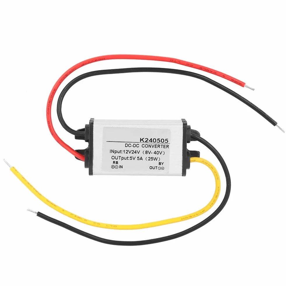 Konwerter Obniżający, Przetwornik Napięcia o Wysokiej Wydajności, Regulator Napięcia 12 V/24 V do 5 V 5 A, Przetwornice DC-DC do Samochodów Ciężarowych, Wydajność Konwersji do 96%