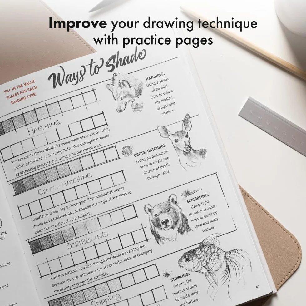 The Artist's Drawing Book: Learn How to Draw, Sketch, Shade, and More with Easy Lessons and Practice Pages