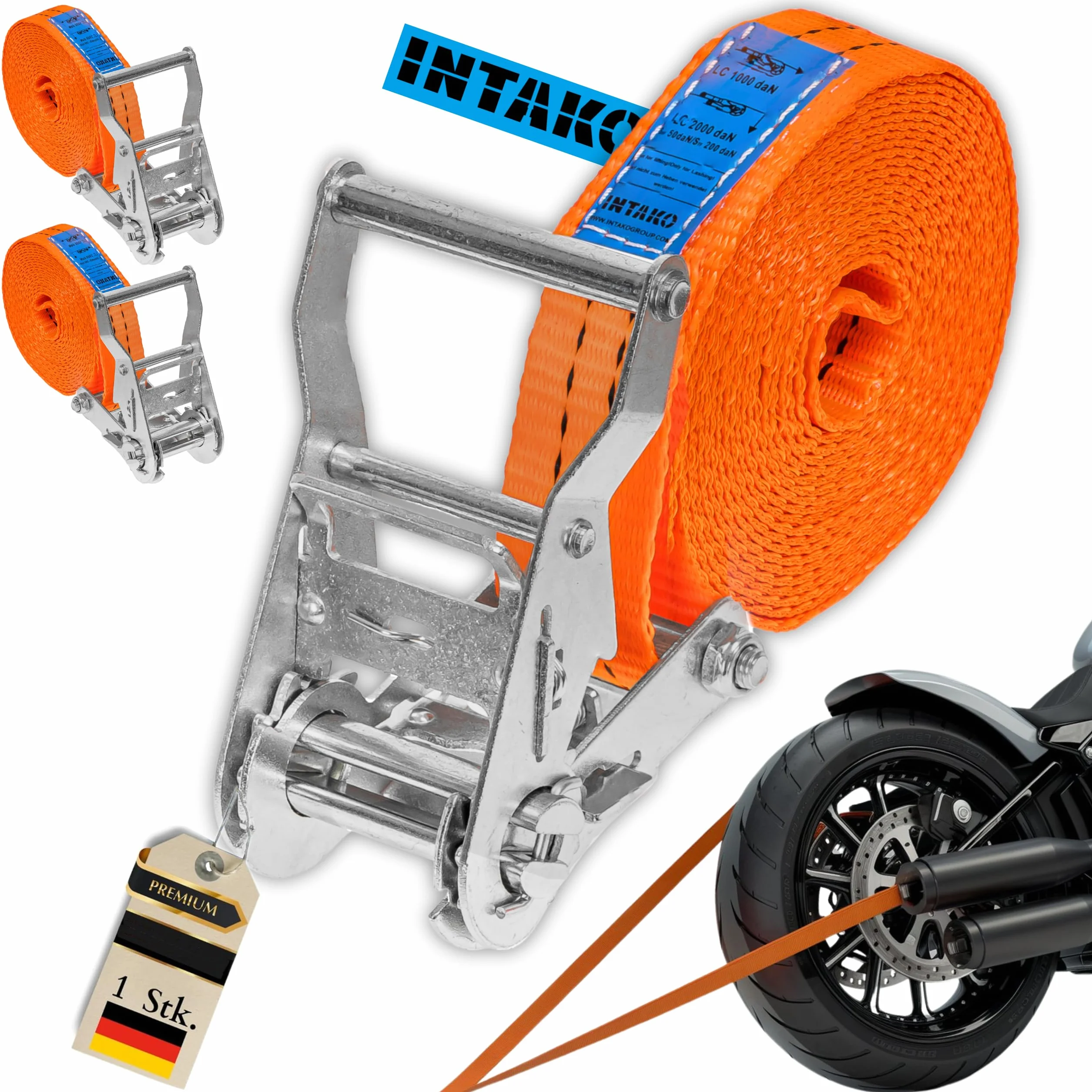 INTAKO - Pas Transportowy Jednoczęściowy - 6m 2000kg 35mm - Pasy Transportowe Mocujące z Klamrą (2 sztuki)