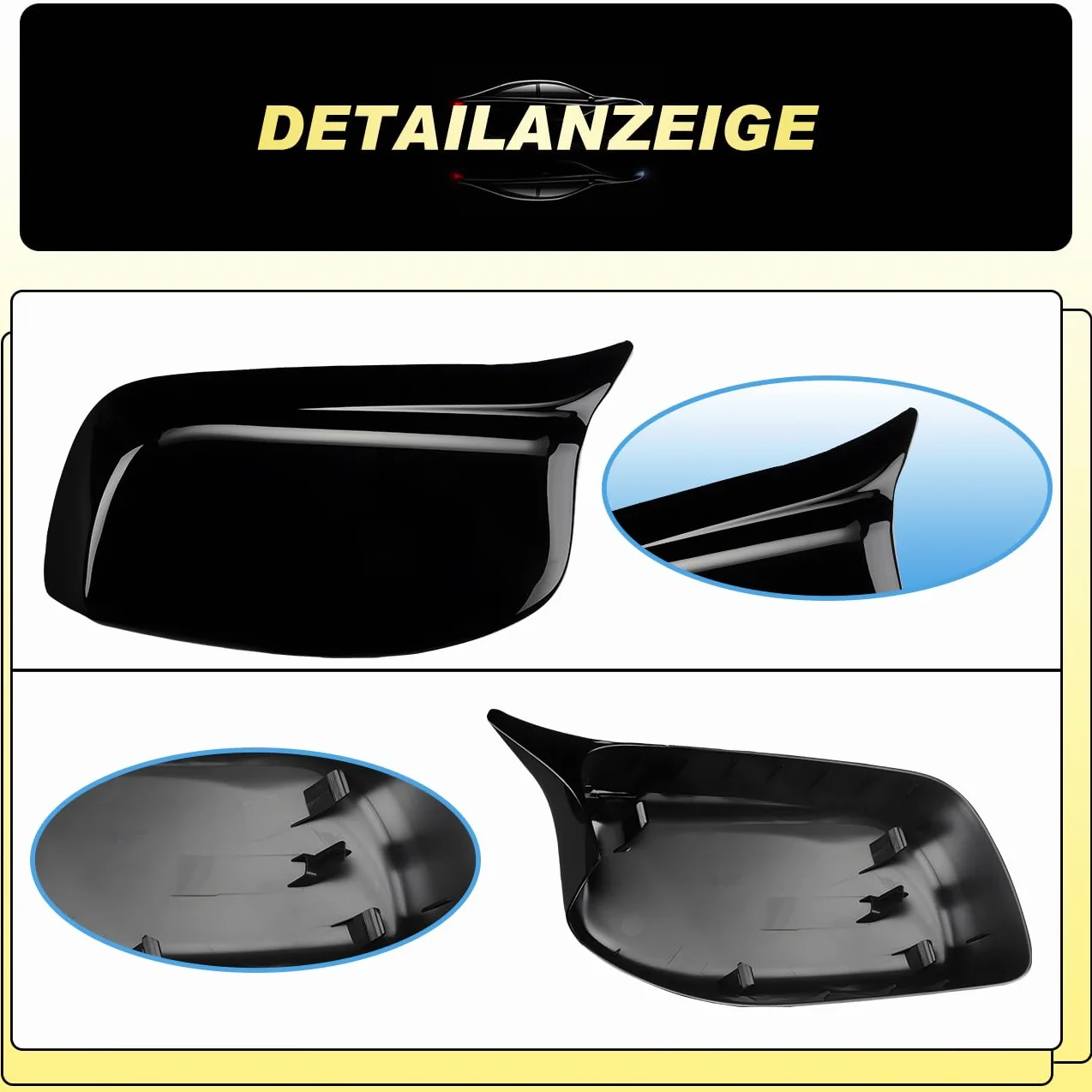 GEARMONSTER Osłona lusterka zewnętrznego BMW seria 5 E60 E61 błyszcząca czerń