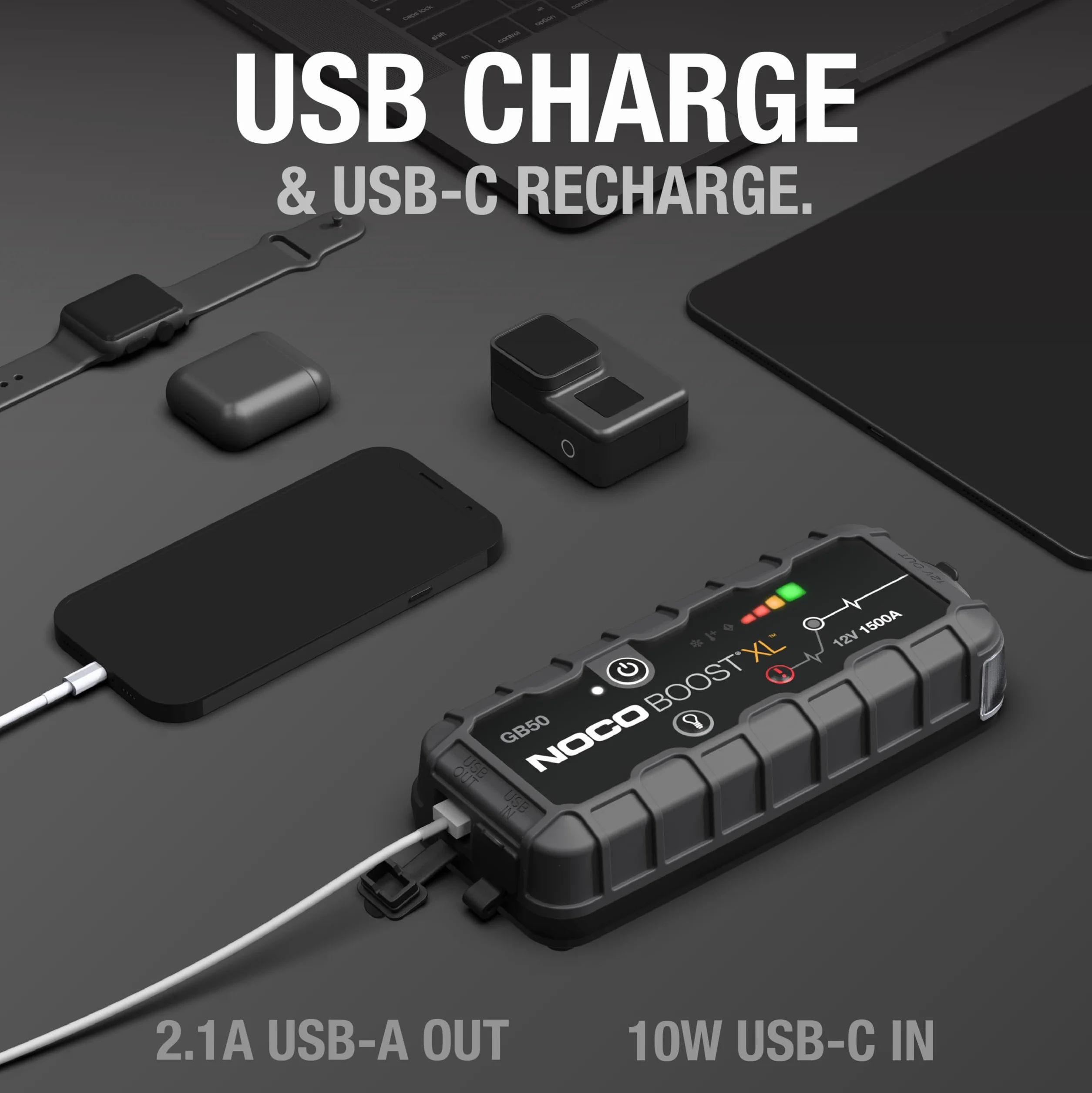 NOCO Boost XL GB50 1500 A 12 V UltraSafe Urządzenie Ułatwiające Rozruch, Przenośne Urządzenie Rozruchowe do Silników Benzynowych i Diesla o Pojemności do 7 l