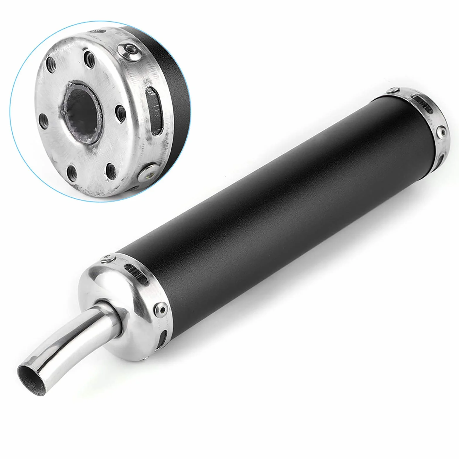 Tłumik Wydechowy Motoroweru, Tłumik Wydechowy ze Stali Nierdzewnej 20mm/0,8 Cala Zmodyfikowane Części do Motocykla 2-suwowegoBlack (Czarny)