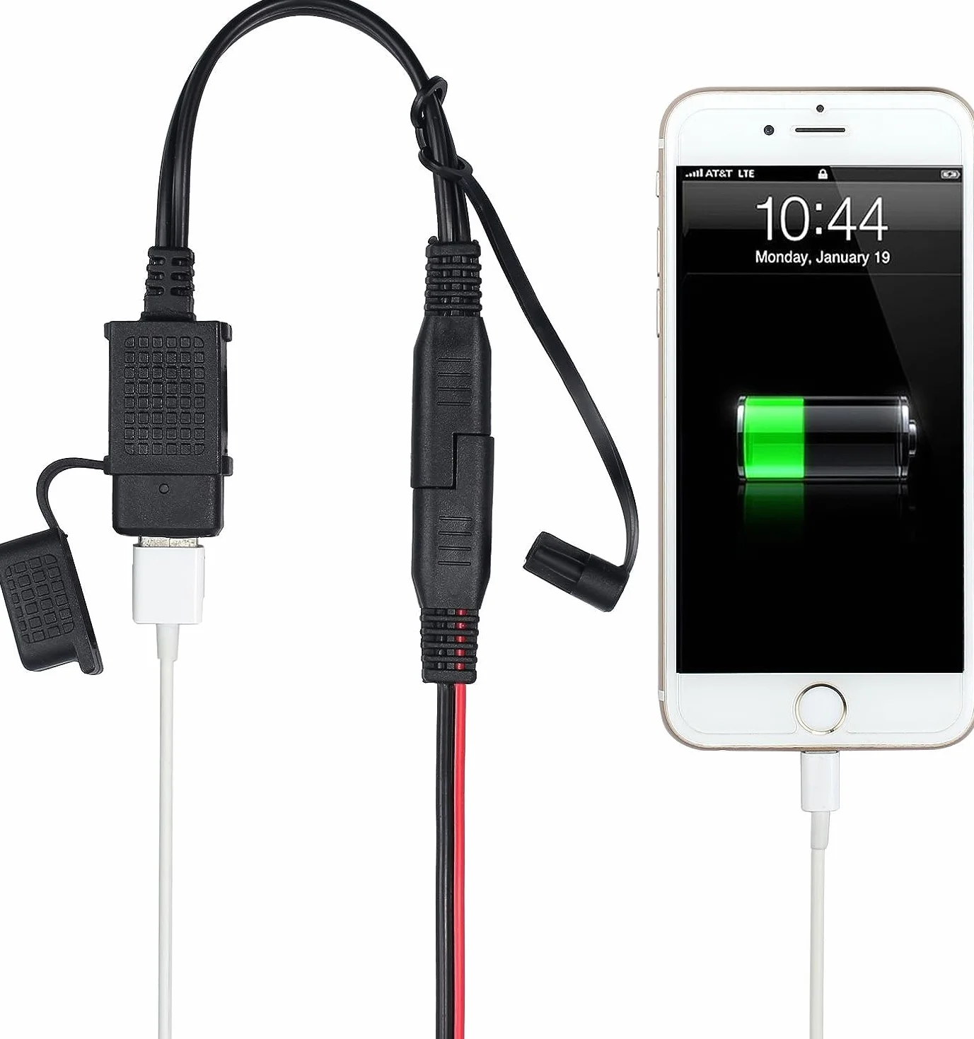 GTIWUNG Ładowarka USB Wtyczka Motocyklowa, Gniazdo SAE do USB Wodoodporne, 12 V 2.1A, Kabel Przyłączeniowy, 16AWG Złącza 3,6FT z Końcówką Pierścieniową, Szybkie Podłączanie