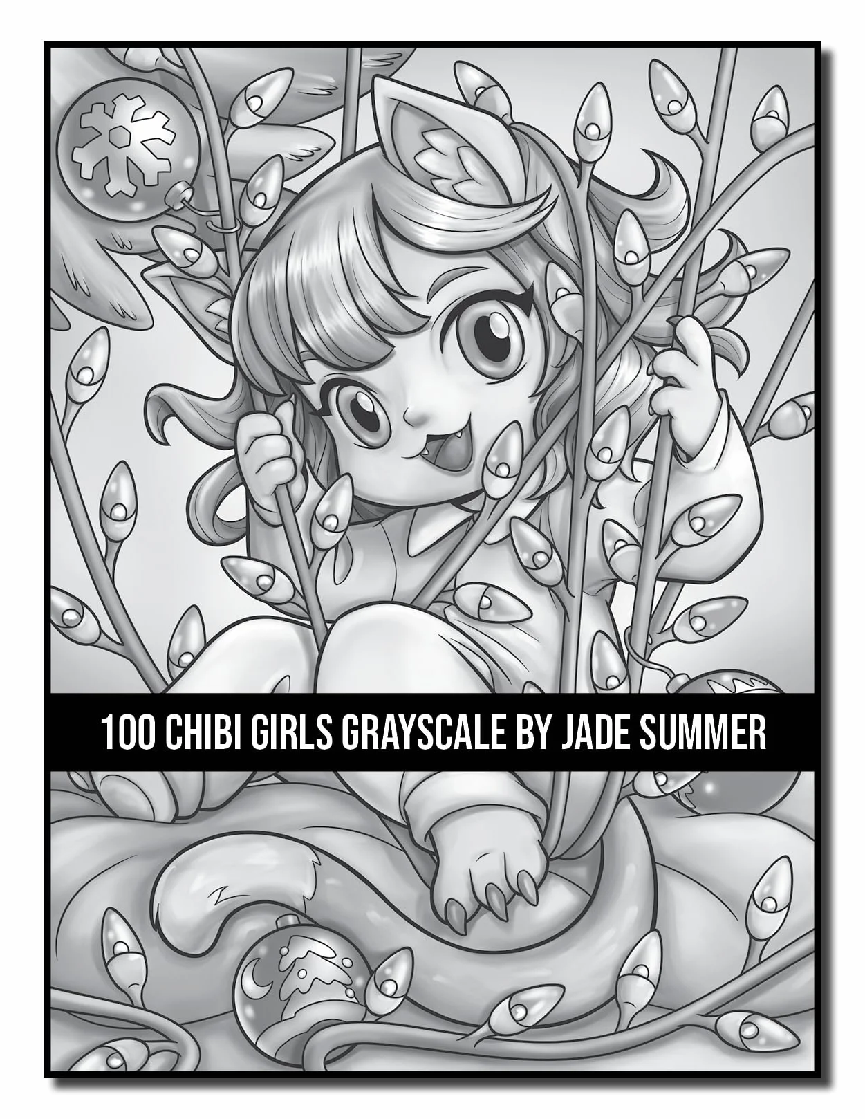 100 Chibi Girls Grayscale: An Adult Coloring Book Collection with Cute Girls, Fantasy, Horror, Christmas, and More!