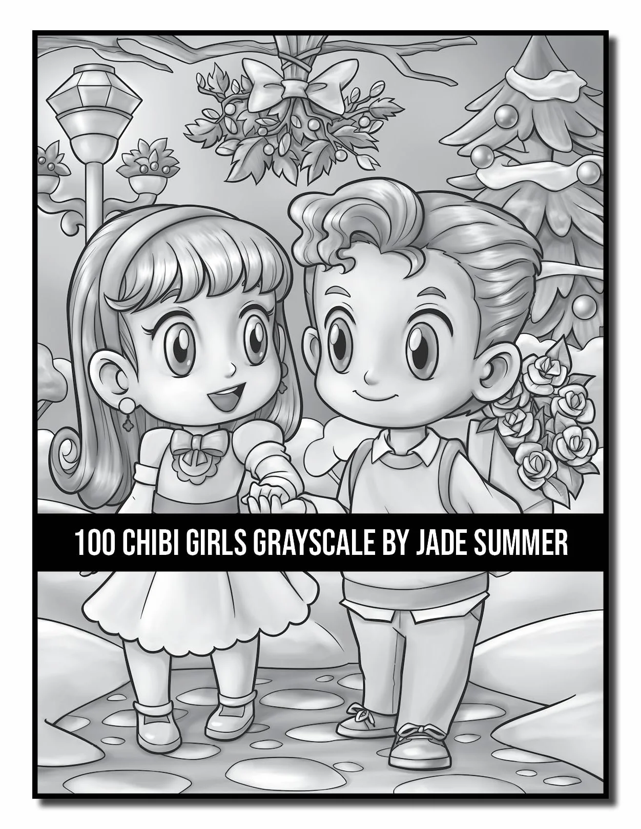 100 Chibi Girls Grayscale: An Adult Coloring Book Collection with Cute Girls, Fantasy, Horror, Christmas, and More!