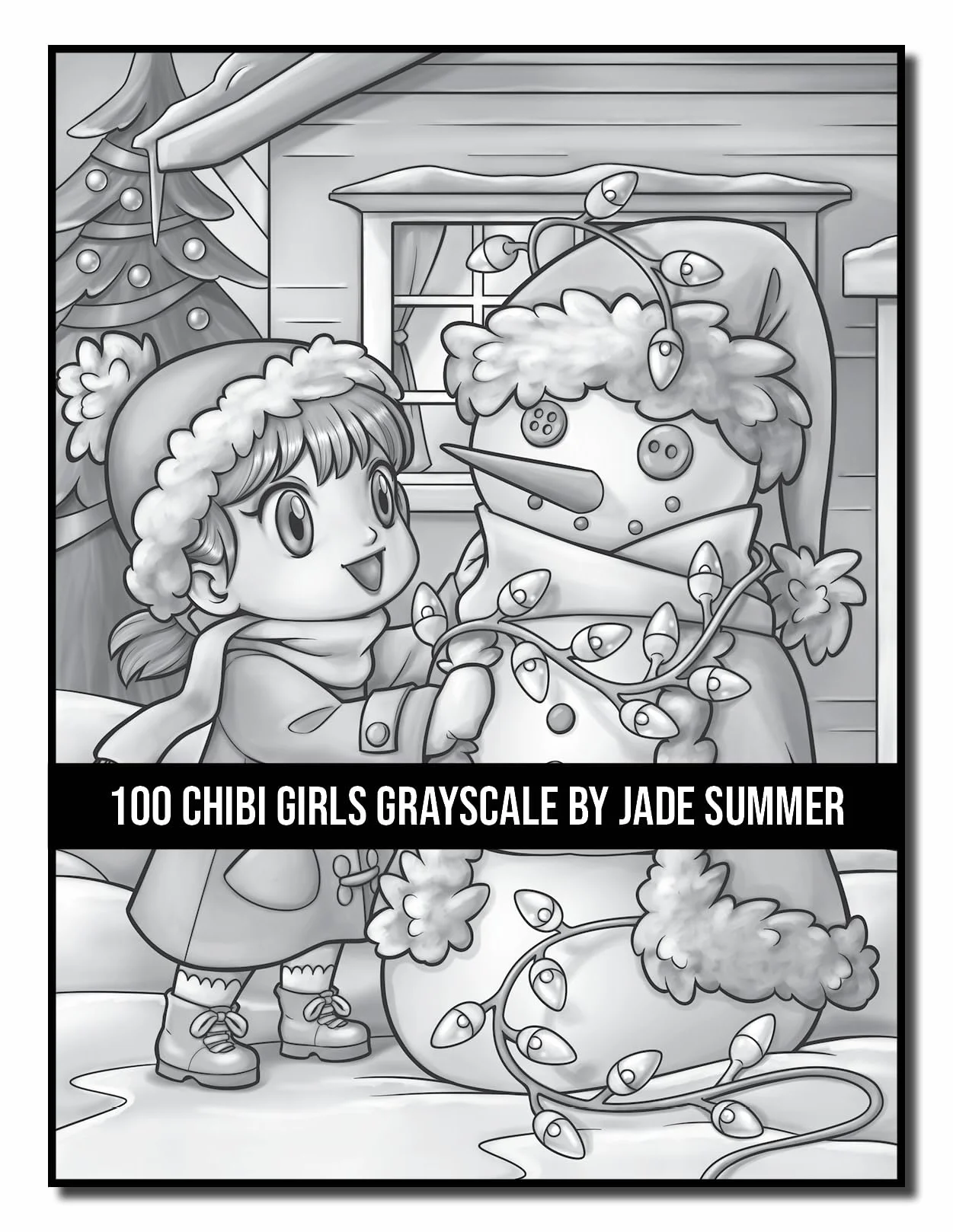 100 Chibi Girls Grayscale: An Adult Coloring Book Collection with Cute Girls, Fantasy, Horror, Christmas, and More!