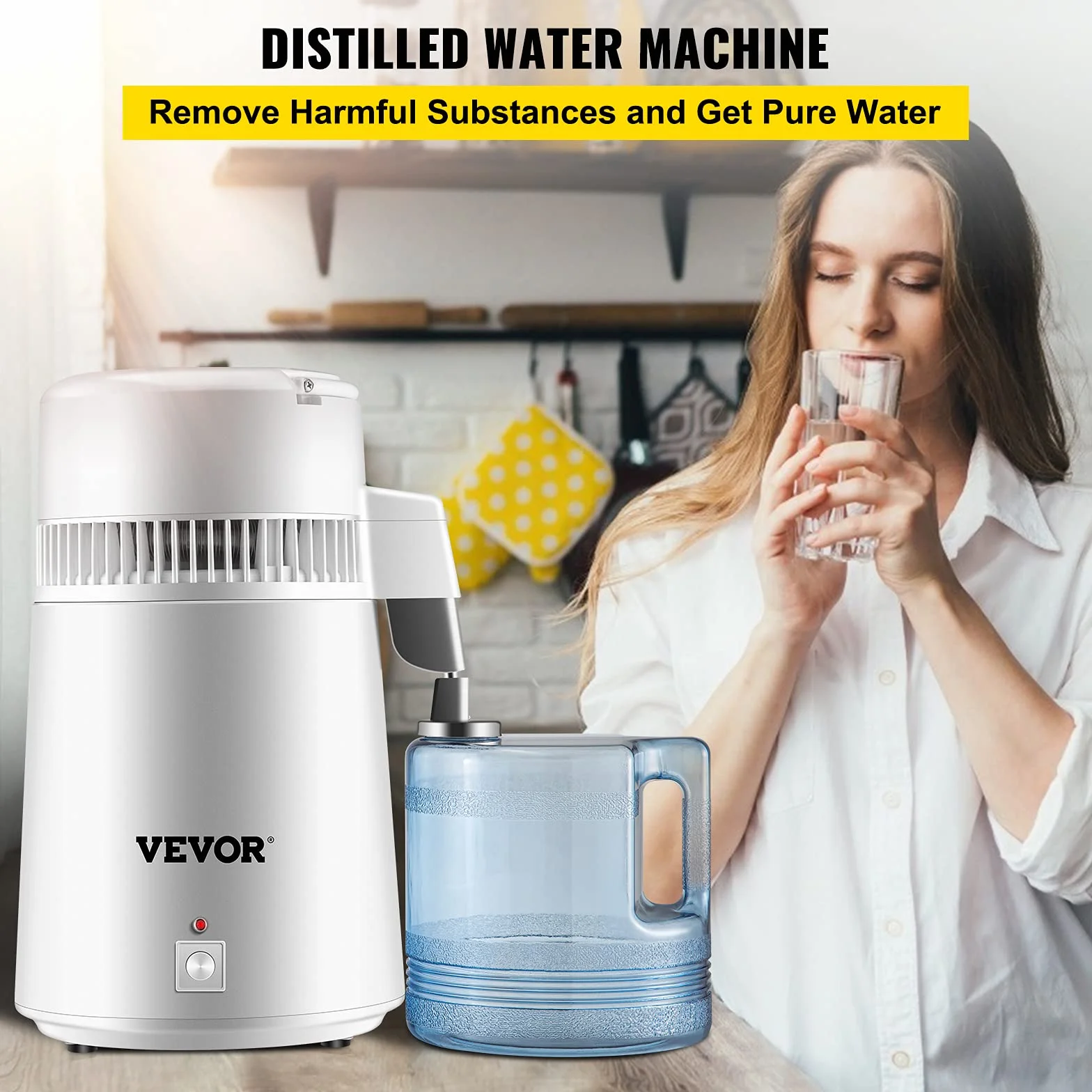 VEVOR Pure Water Distiller 4L Stal Nierdzewna 750W Destylarka Wody z Butelką