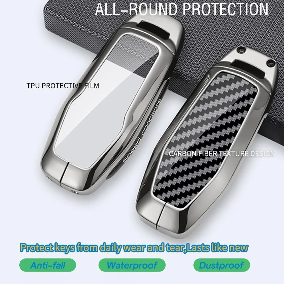 Etui ochronne na kluczyki Ford S-Max 2016 Mondeo MK5 Edge Mustang Galaxy metalowe włókno 3 przyciski