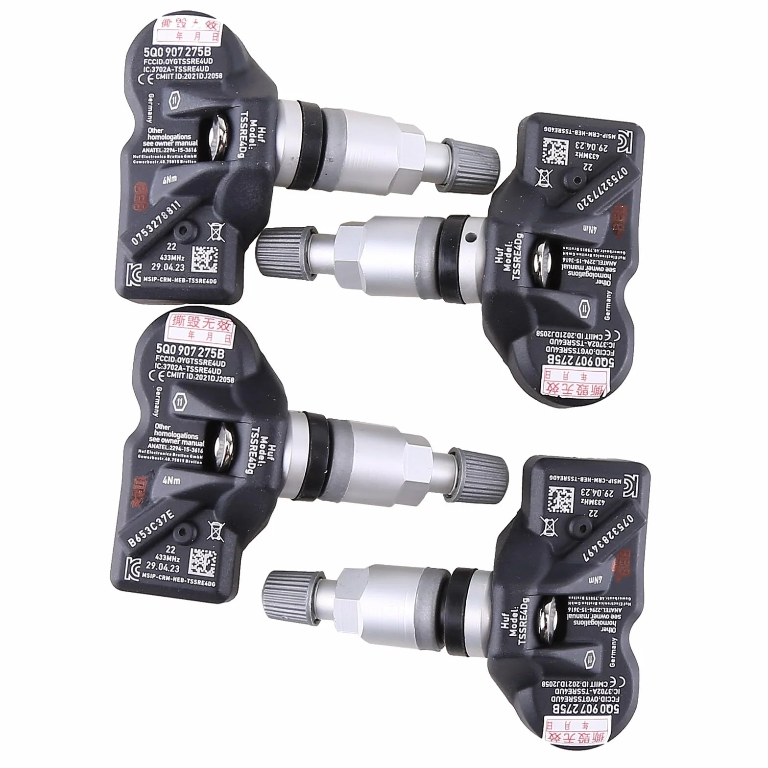 BYNYXI 4 szt. czujniki ciśnienia w oponach 5Q0907275B RDKS czujnik do Porsche Skoda Seat A3 A4 A5 A6 A7 Q1 Q2 Q3 Q4 Q5 Q7 TPMS czujnik ciśnienia w oponach czujnik ciśnienia powietrza 5Q0998270B