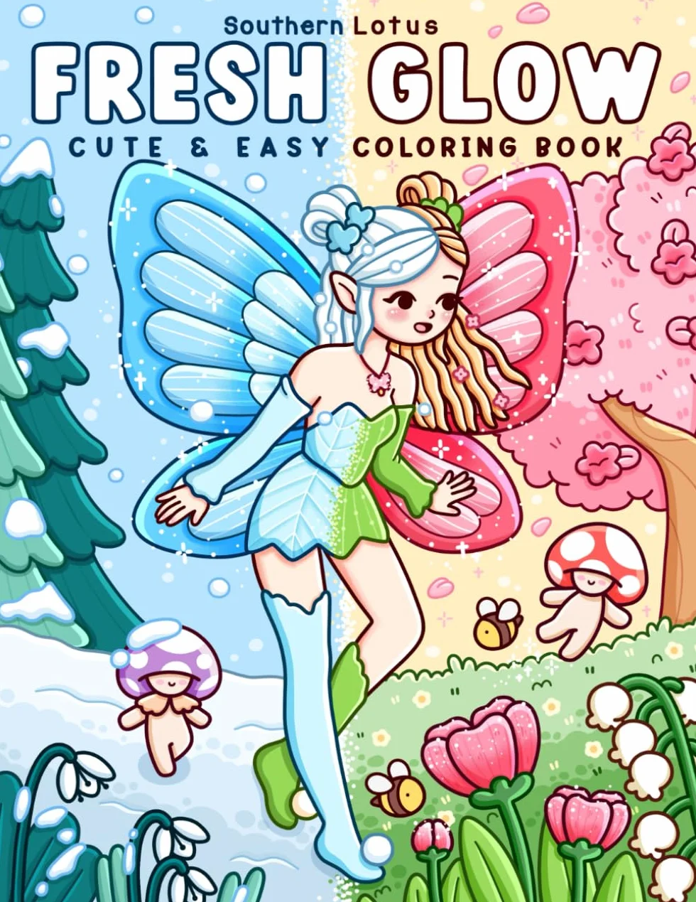 Fresh Glow: Coloring Book for Adults and Teens with Cute and Easy Designs of Charming Fairies and Lovely Sprites Enjoying Spring Moments, Cozy Drawings for Relaxation