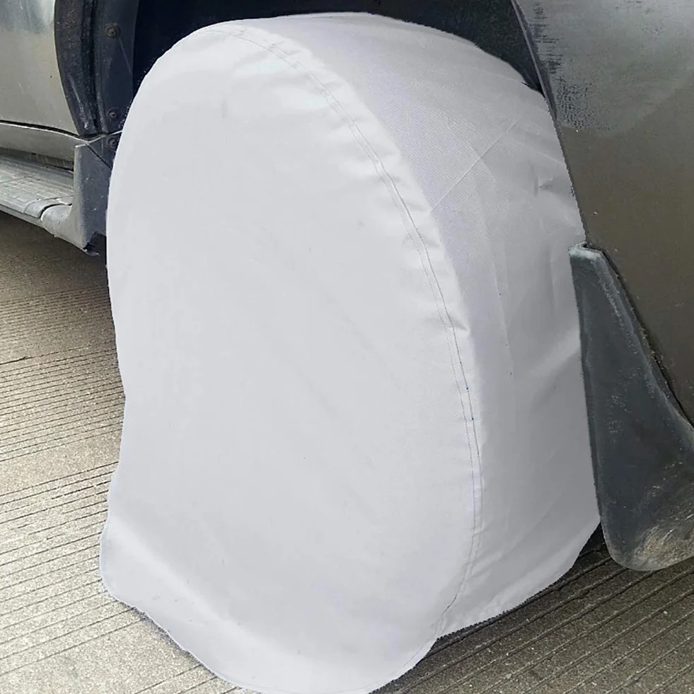 Pokrowiec na oponę, 4 szt. 27 "-29" Koła Opona z włókna poliestrowego Opona Srebrna osłona ochronna do przyczepy samochodowej RV SUV Truck