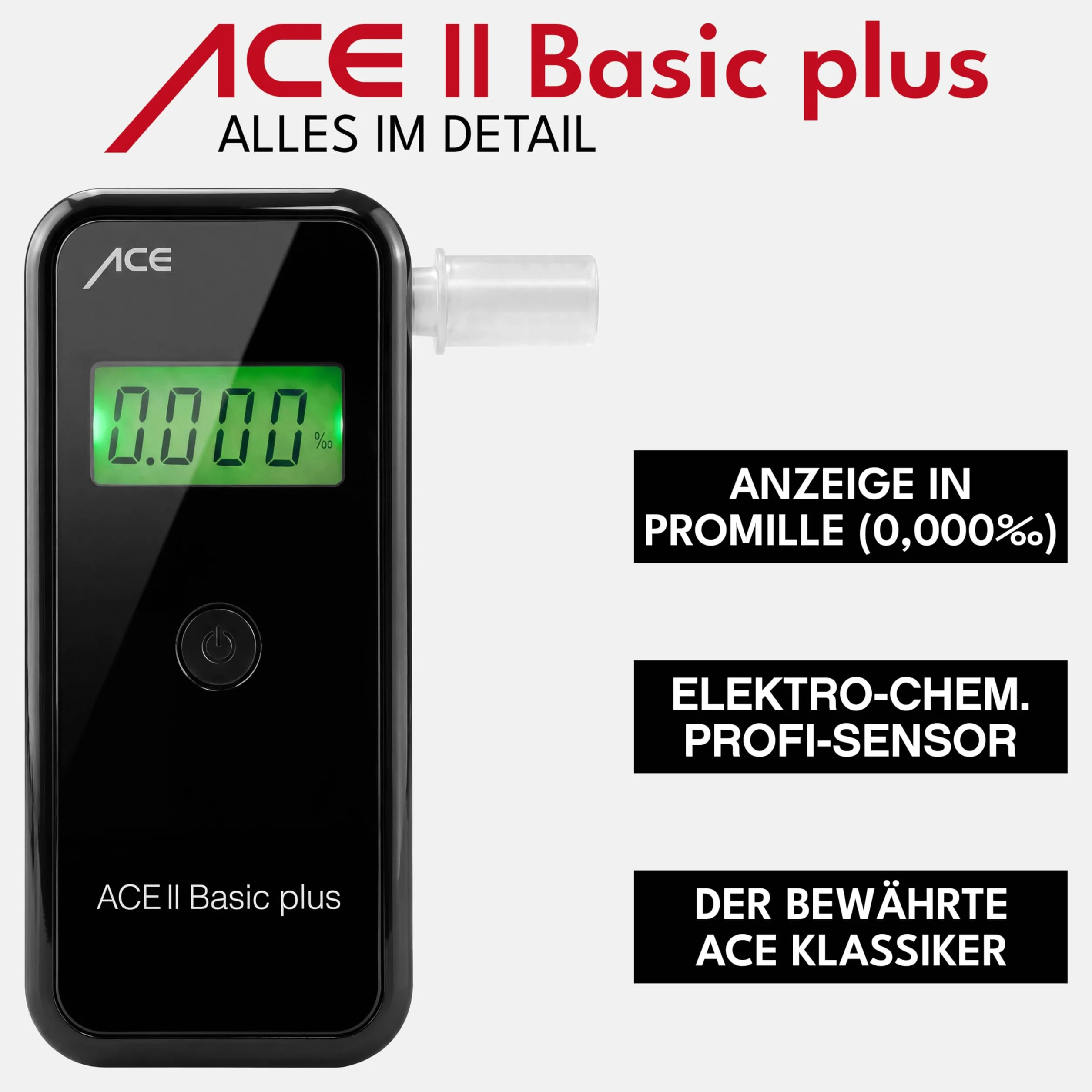 ACE Alcoscan II Basic 0-0,4% czarny tester alkoholu