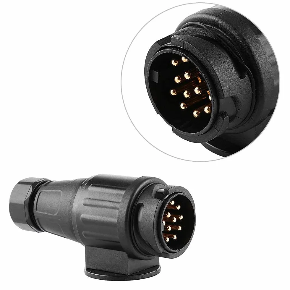 Wtyczka 13-pinowa, 12V 13-biegunowa przyczepa kempingowa Kabel elektryczny Adapter złącza Gniazdo drążka holowniczego