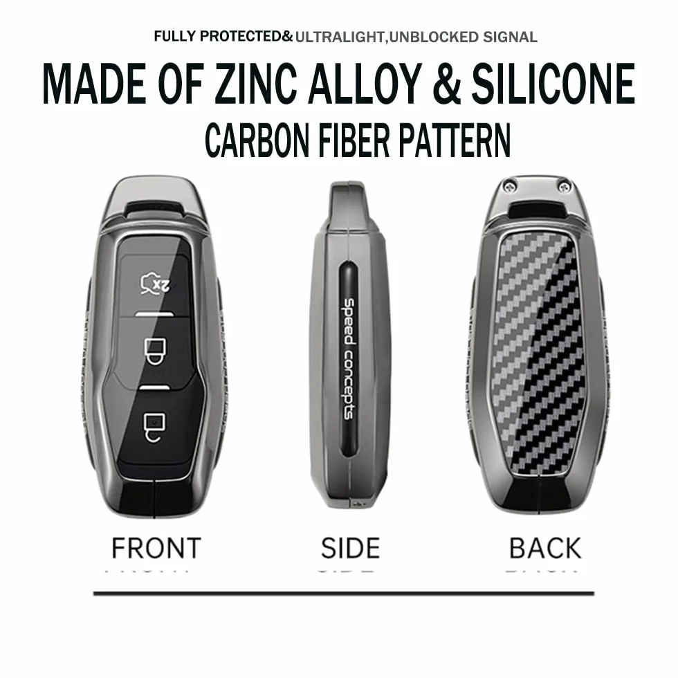 Etui ochronne na kluczyki Ford S-Max 2016 Mondeo MK5 Edge Mustang Galaxy metalowe włókno 3 przyciski