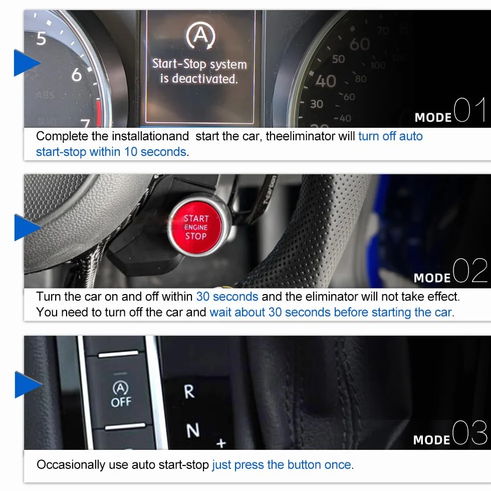 ASS Auto Start Stop Gurtzeug Idle Stop and Go ISG Delete Disable Device Harness Bypass dla V.W Golf Variant Sportsvan R/GTI MK7/MK7.5 Touran MK2 T ROC Passat Variant B8 Arteon Polo MK6