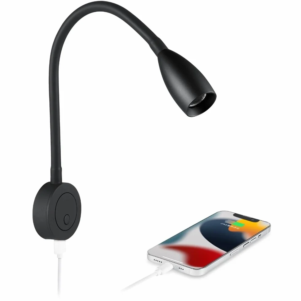 12V przyciemniana lampa do czytania LED gęsia szyja z ładowarką USB i ściemniaczem do przyczepy kempingowej