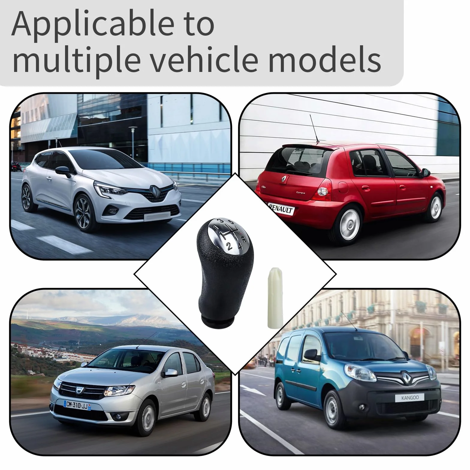 Gałka Zmiany Biegów 5 Biegów z Adapterem do Renault Clio 3 4 Megane 2 Scenic 2 Laguna 2 Kangoo oraz Dacia Sandero Logan Duster – Gałka Drążka Zmiany Biegów Manualna